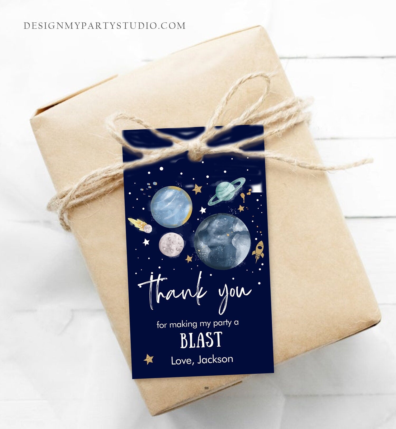 Editable Outer Space Favor Tags Space Birthday Thank you Label Galaxy Gift tags Trip Around the Sun Planets Digital Template Printable 0357