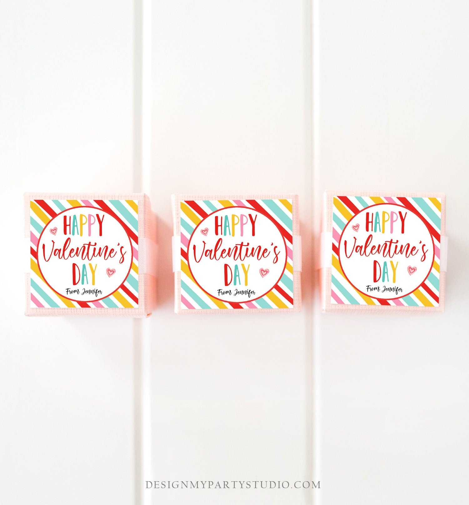 Editable Valentine's Day Cookie Tags Happy Valentine's Day Cookies Tag Sticker Pink Purple Teal Valentines Day Labels Digital PRINTABLE 0370
