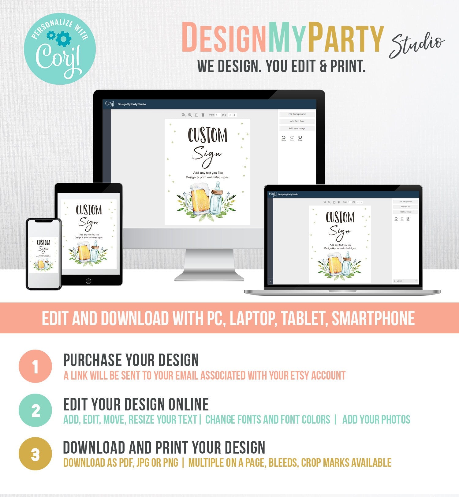 Editable Custom Baby is Brewing Sign Brewing Baby Shower Decor Table Sign Beers and Bottles Download Corjl Template Printable 8x10 0190