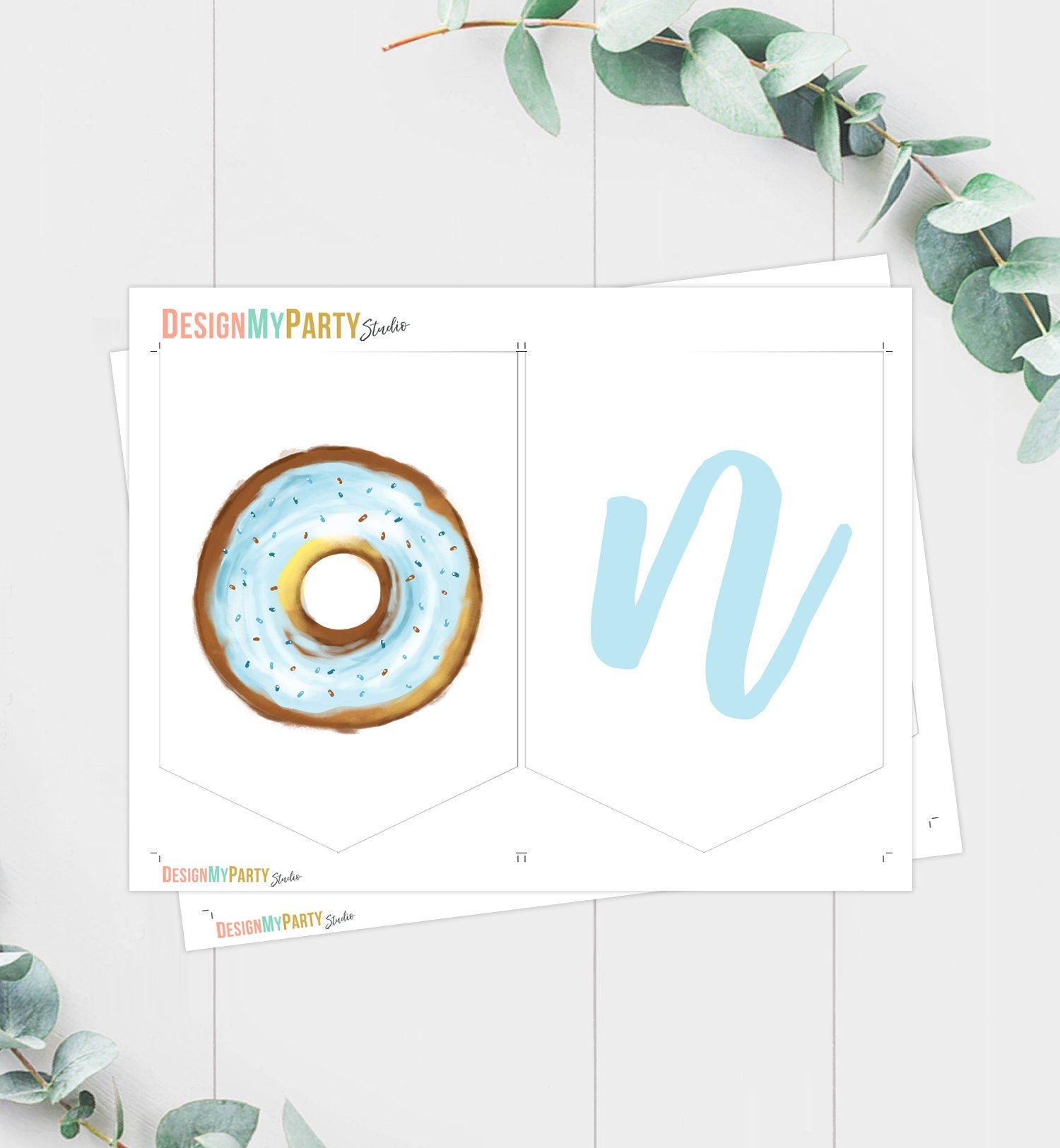 Donut High Chair Banner Boy 1st First Birthday Blue ONE Donut Grow Up Birthday Party Decor Sweet One Garland PRINTABLE Digital 0368