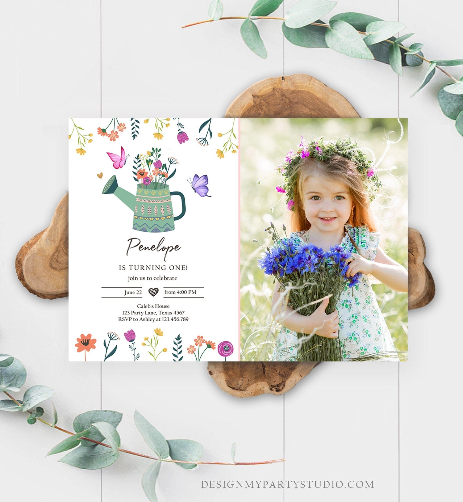 Editable Wildflowers Birthday Invitation Wild Flowers Girl First Birthday Garden Birthday Party Download Evite Template Printable 0396