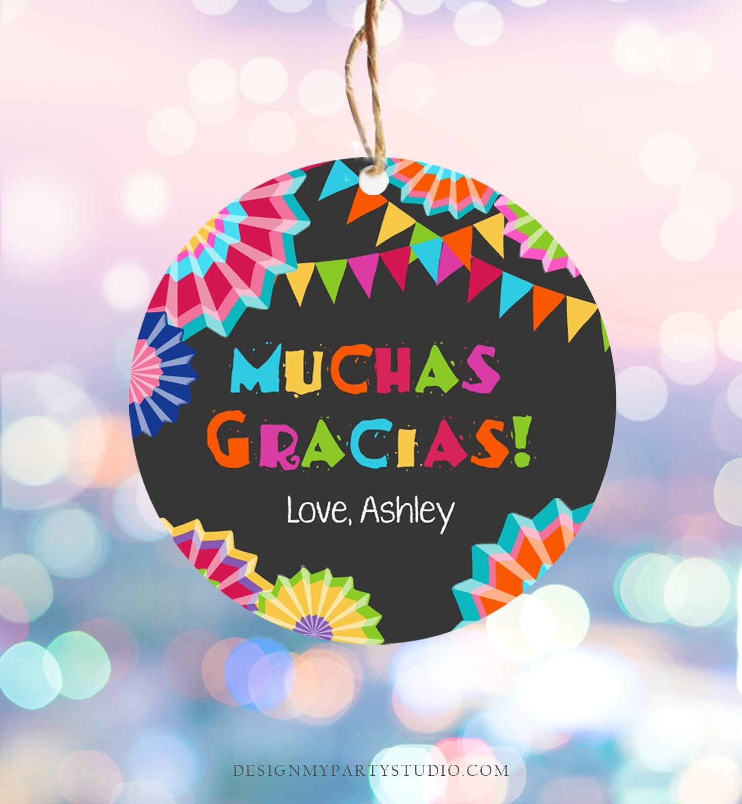 Editable Muchas Gracias Fiesta Favor Tag Thank You Tags Cactus Succulent Mexican Birthday Baby Bridal Shower Taco Bout Corjl Template 0045