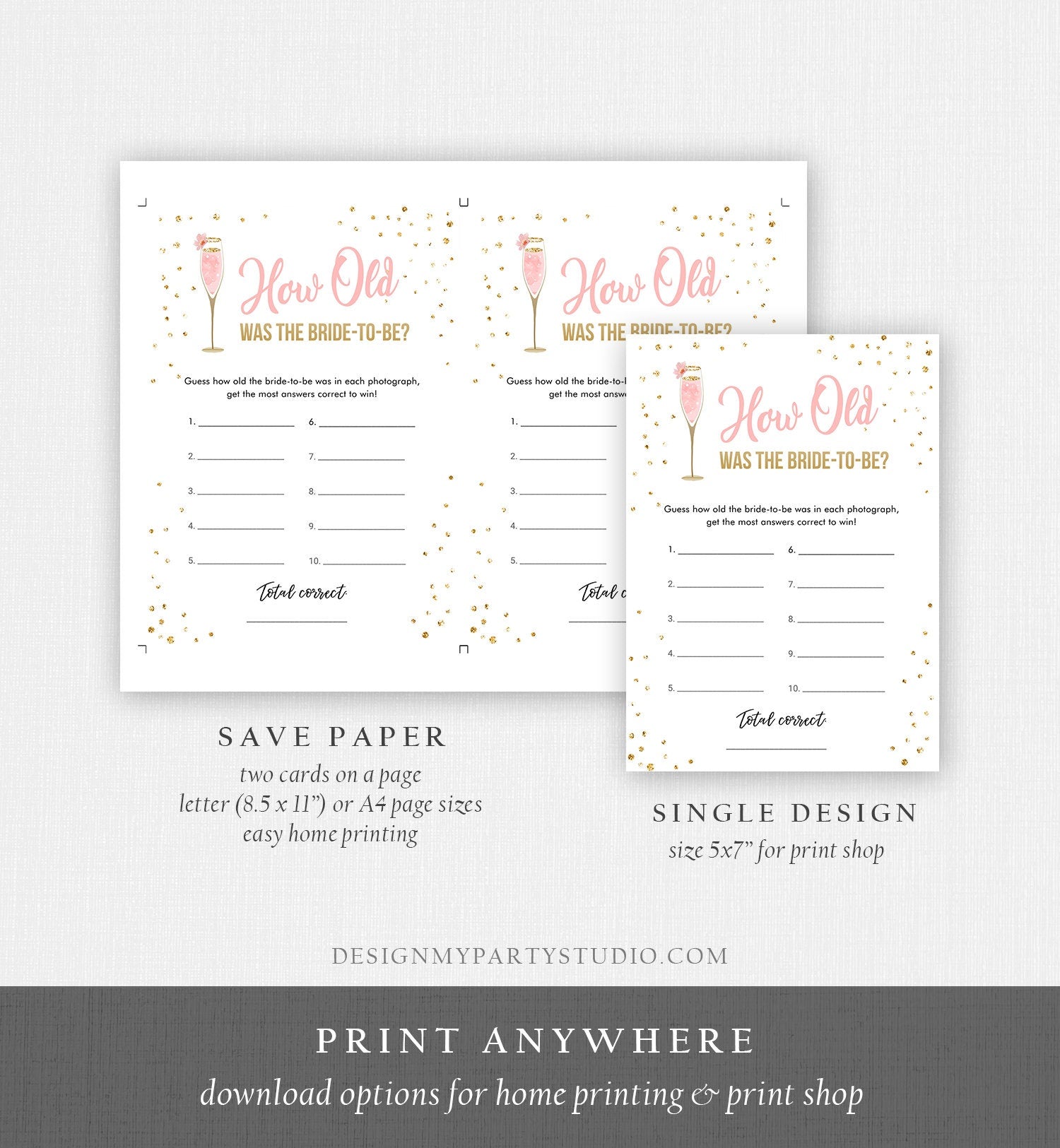 Editable How Old Was The Bride Bridal Shower Game Brunch Bubbly Photo Bride Groom Wedding Activity Digital Download Template Printable 0150