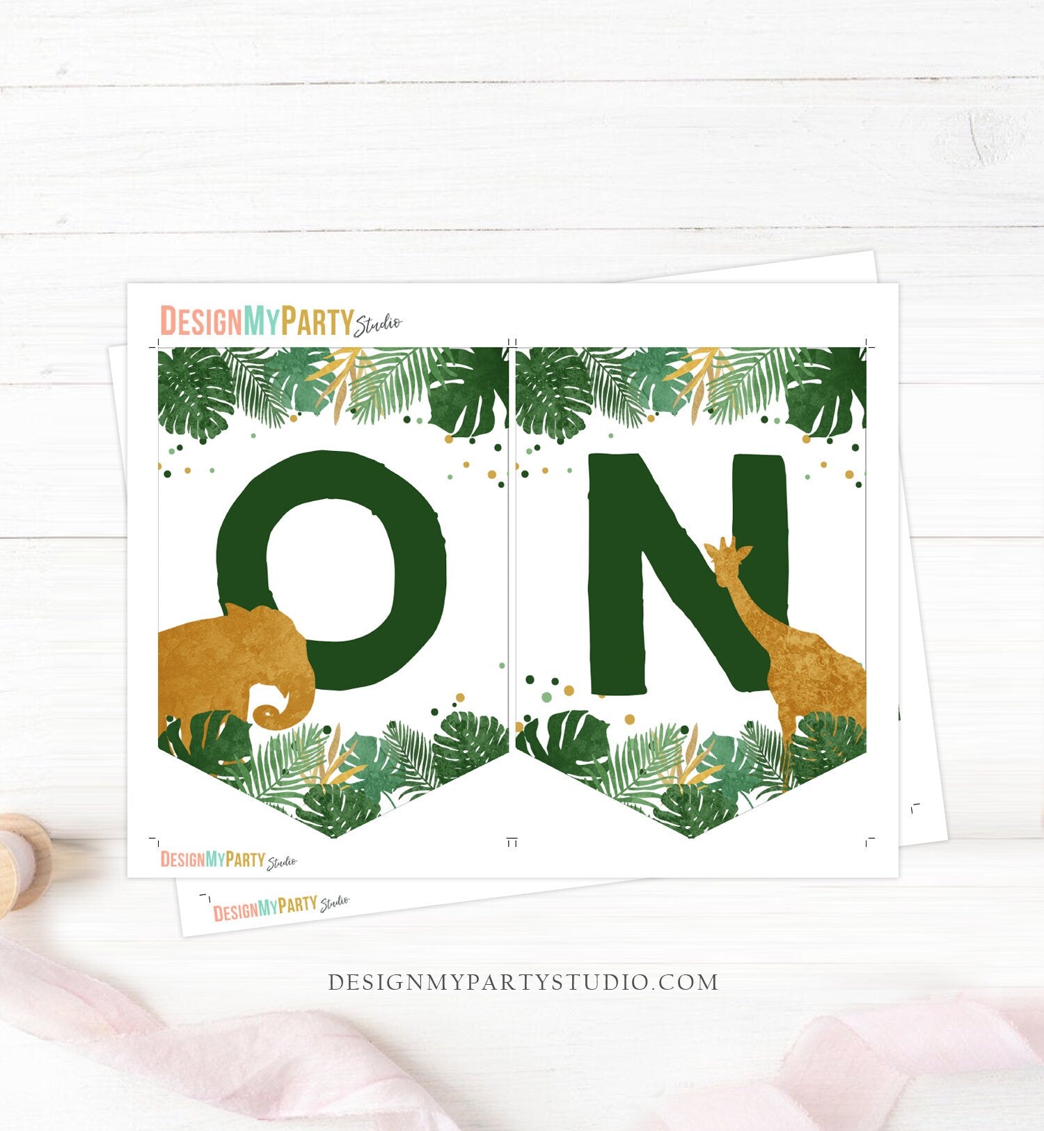 High Chair Banner Safari Animals Pink Party Animals Wild One First Birthday Zoo Decorations ONE banner Boy Download PRINTABLE DIGITAL 0016