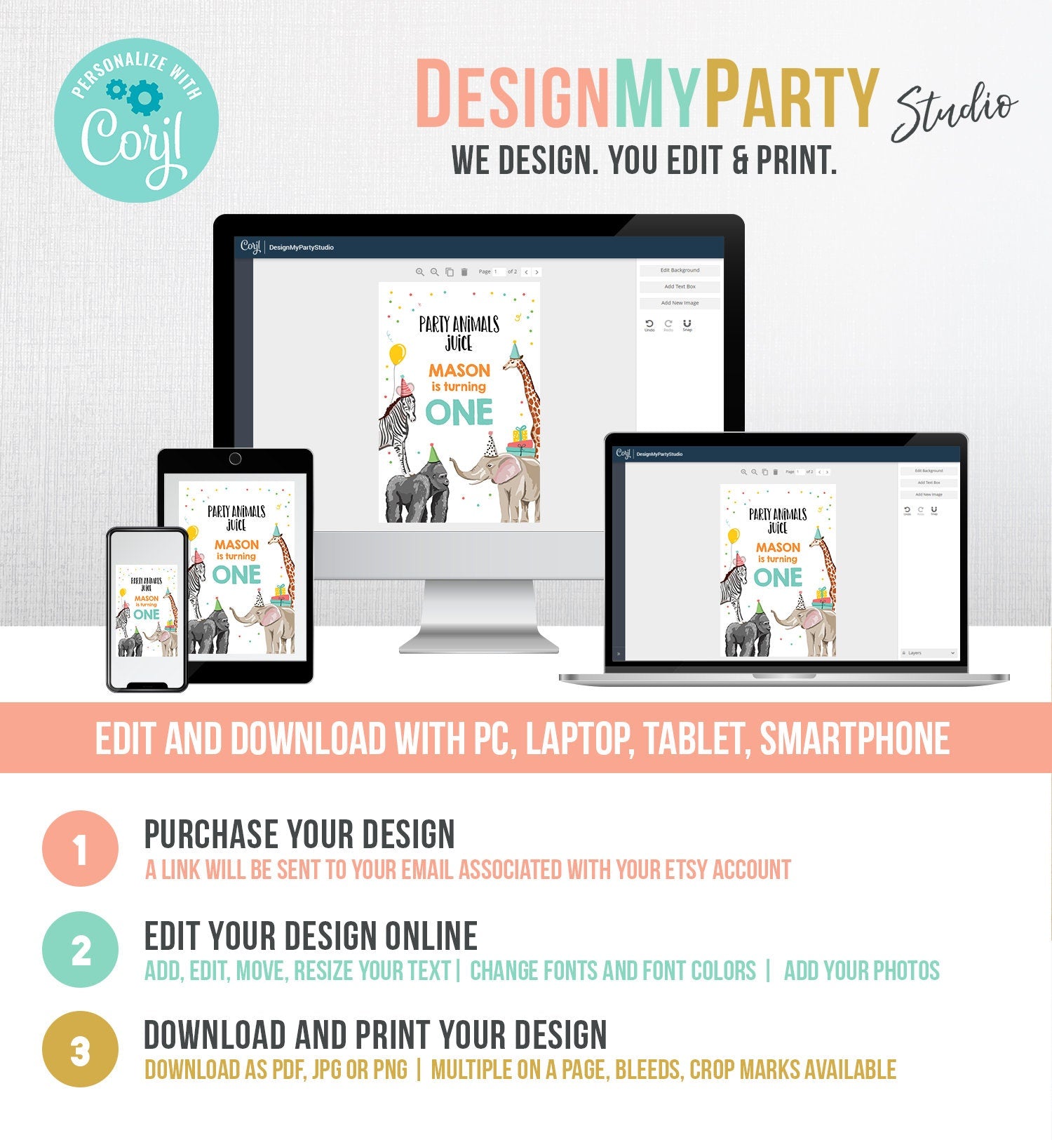 Editable Party Animals Juice Pouch Label Juice Favors Party Animals Birthday Boy Zoo Wild One Digital Download Template Printable 0142