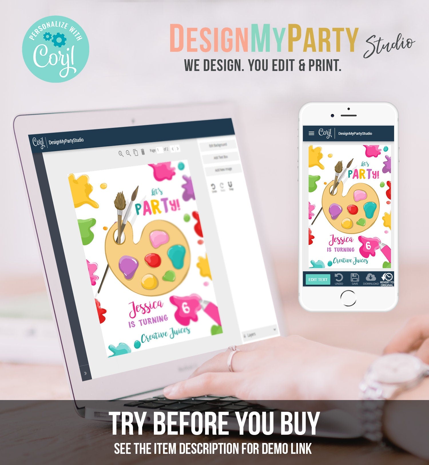 Editable Art Party Birthday Juice Pouch Label Juice Favors Girl Birthday Decor Paint Party Digital Download Template Printable 0319