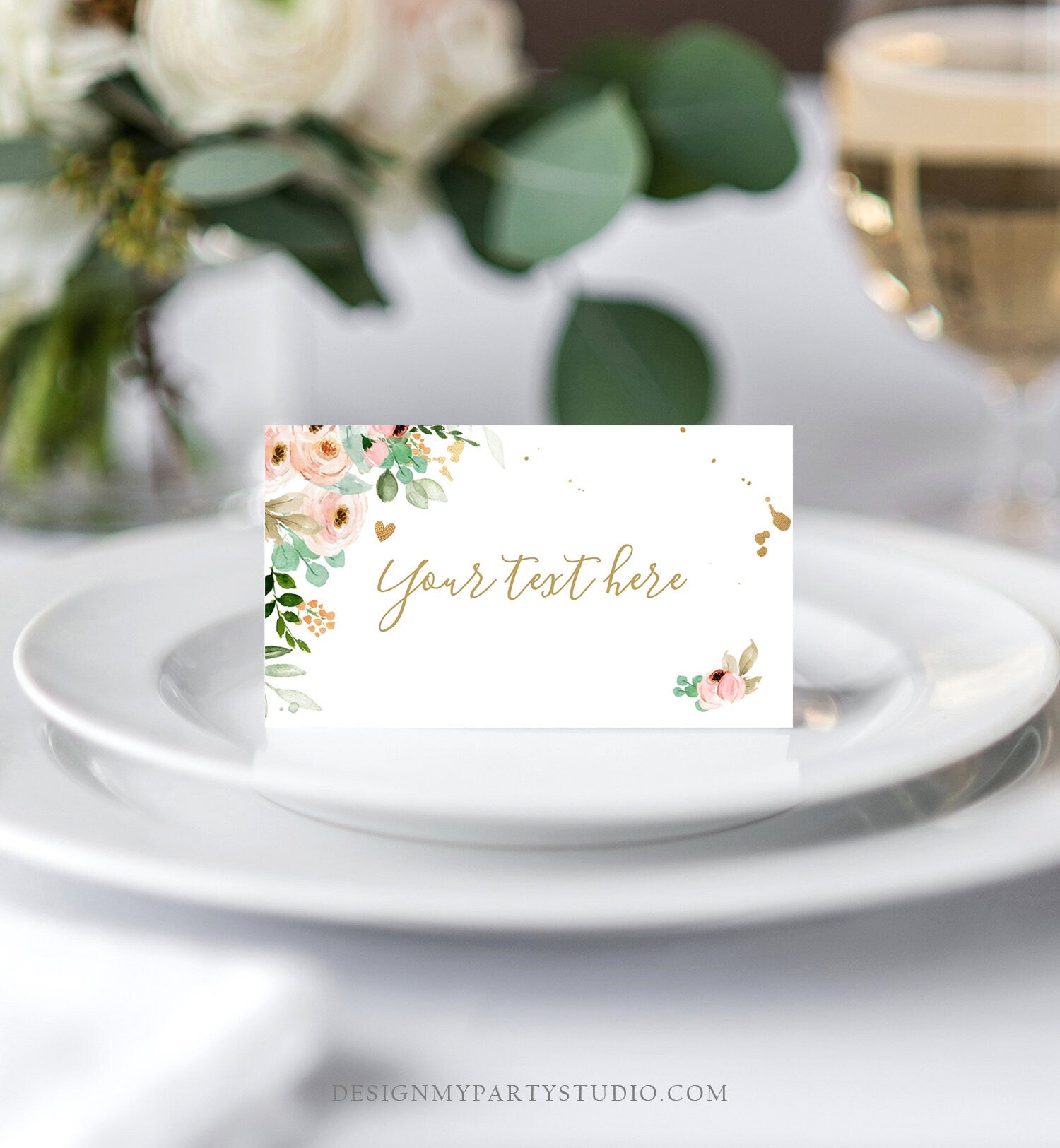 Editable Floral Food Labels Miss Onederful Place Cards Girl Pink Coral Gold Party Flowers Tent Card Birthday Digital Template Printable 0147