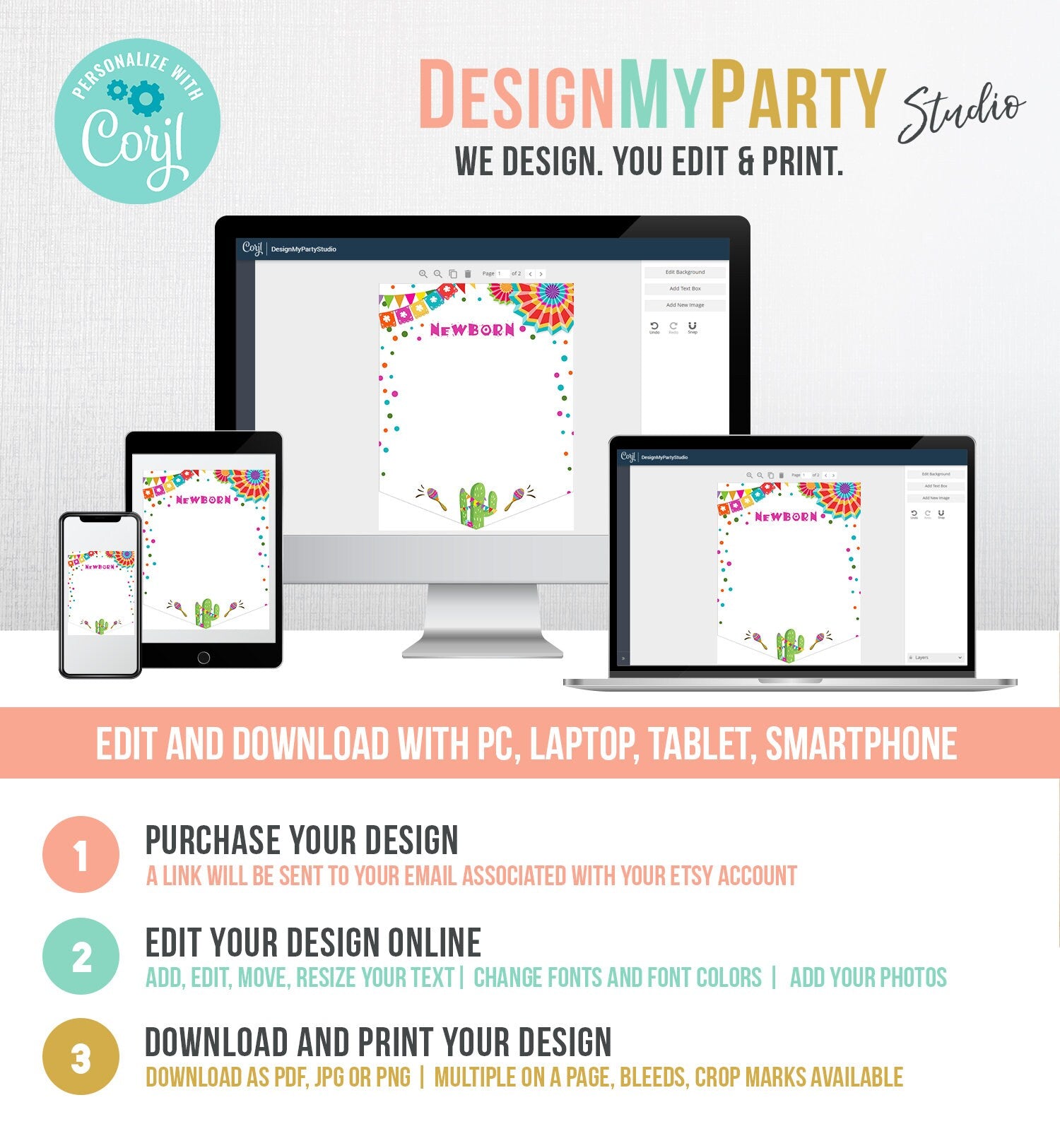 Editable Fiesta Monthly Photo Banner First Birthday Banner Boy Girl Fiesta Birthday Mexican Cactus Decor Digital Download Template 0045