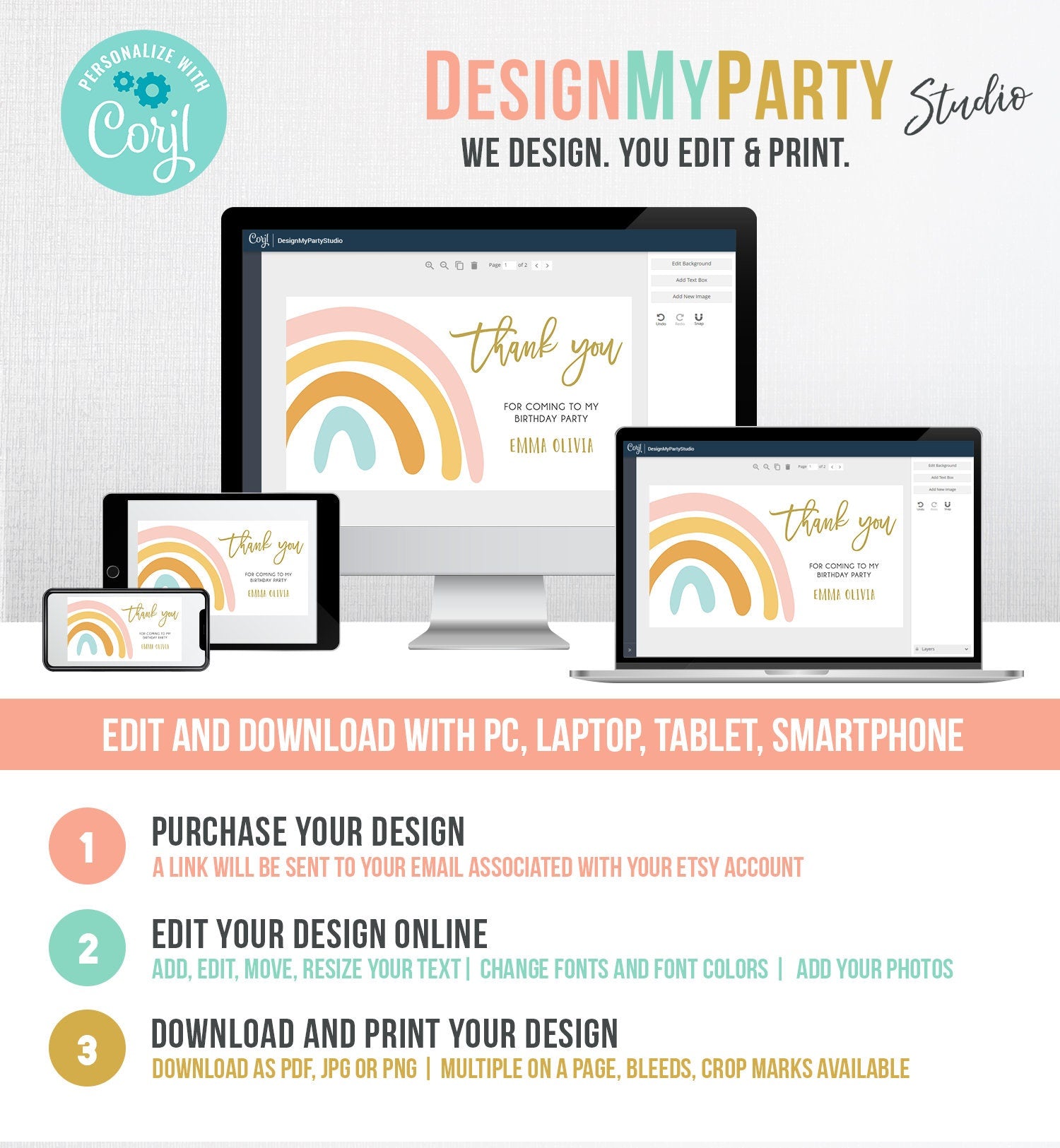 Editable Rainbow Gable Gift Box Label Muted Rainbow Birthday Party Girl Treat Box Rainbow Favor Digital Download Template Printable 0331