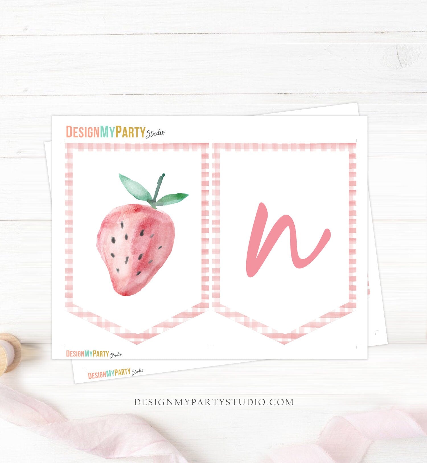 Strawberry High Chair Banner Berry First Birthday Girl 1st Strawberry Garland High Chair Banner ONE Fruit Party Decor PRINTABLE Digital 0399