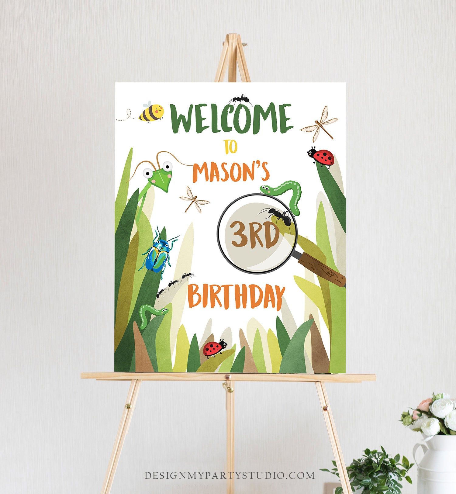 Editable Bug Birthday Welcome Sign Boy Bug Party Outdoor Bug Hunt Birthday Sign Table Sign Bugging Download Corjl Template PRINTABLE 0090