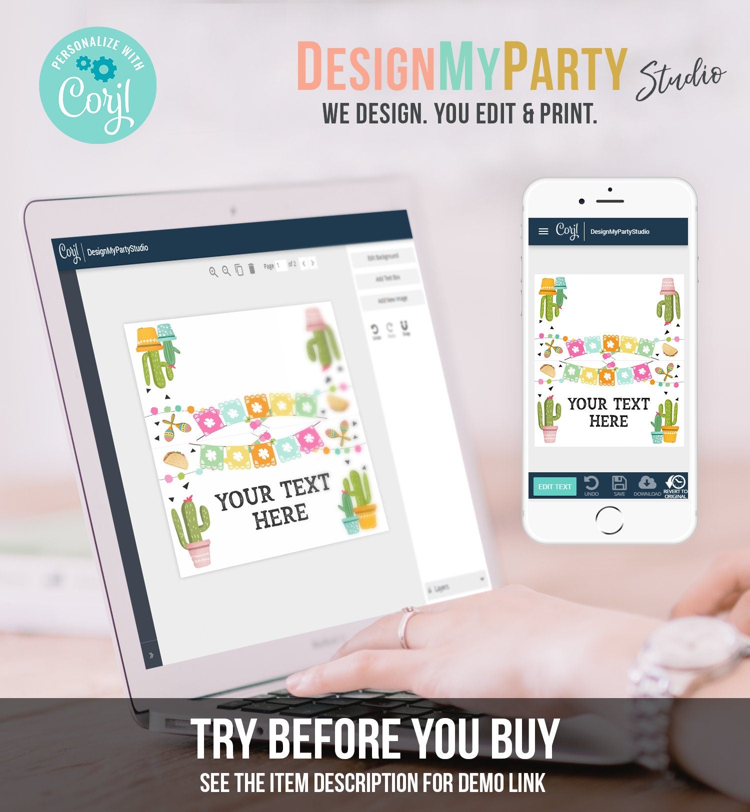 Editable Fiesta Taco Food Labels Fiesta Party Place Tent Birthday Baby Shower Mexican Fiesta Cactus Decor Digital Template Printable 0161