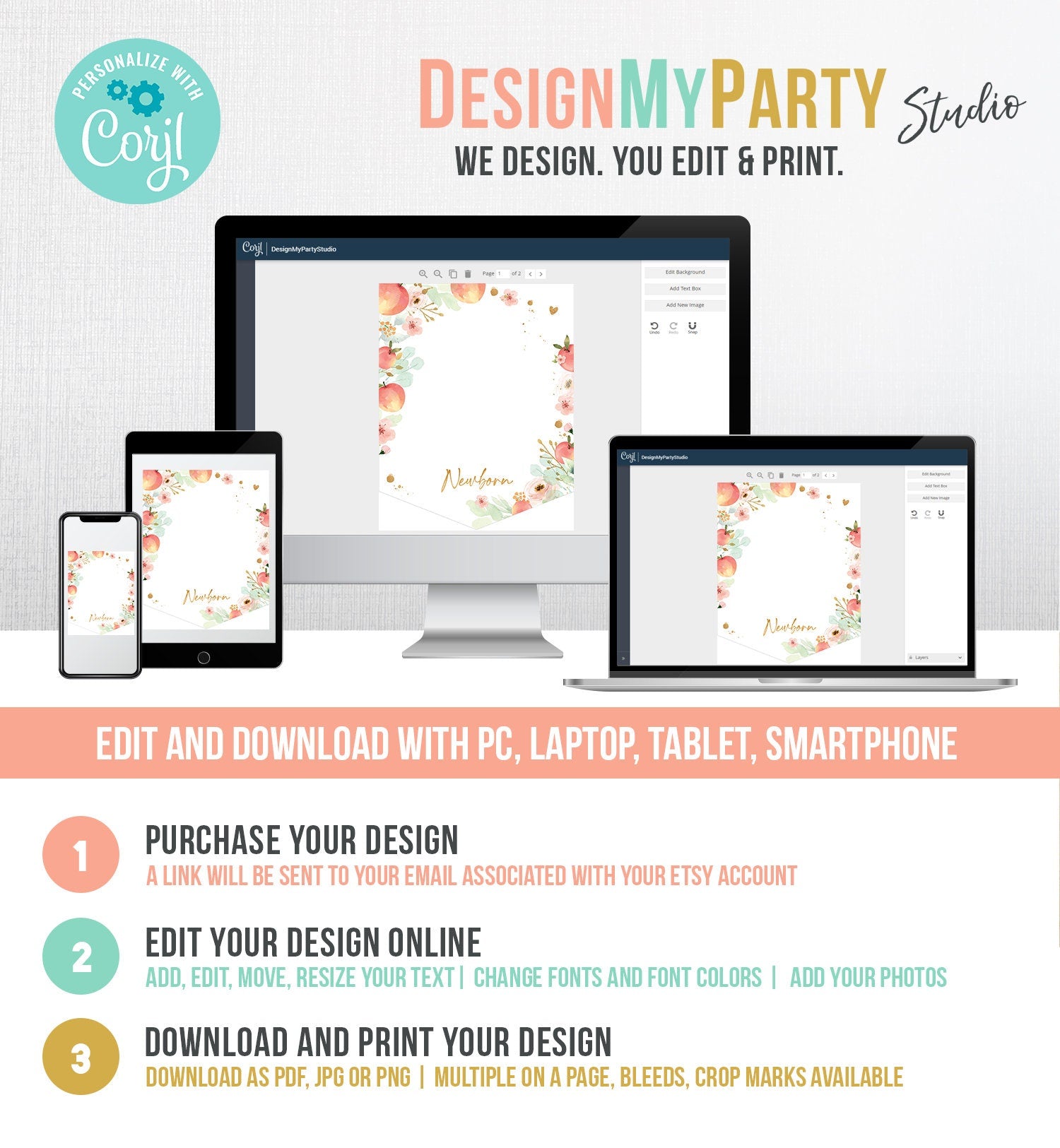 Editable Peach First Birthday Monthly Photo Banner One Sweet Peach Birthday Sweet As a Peach Fruit Digital Download Template Printable 0401