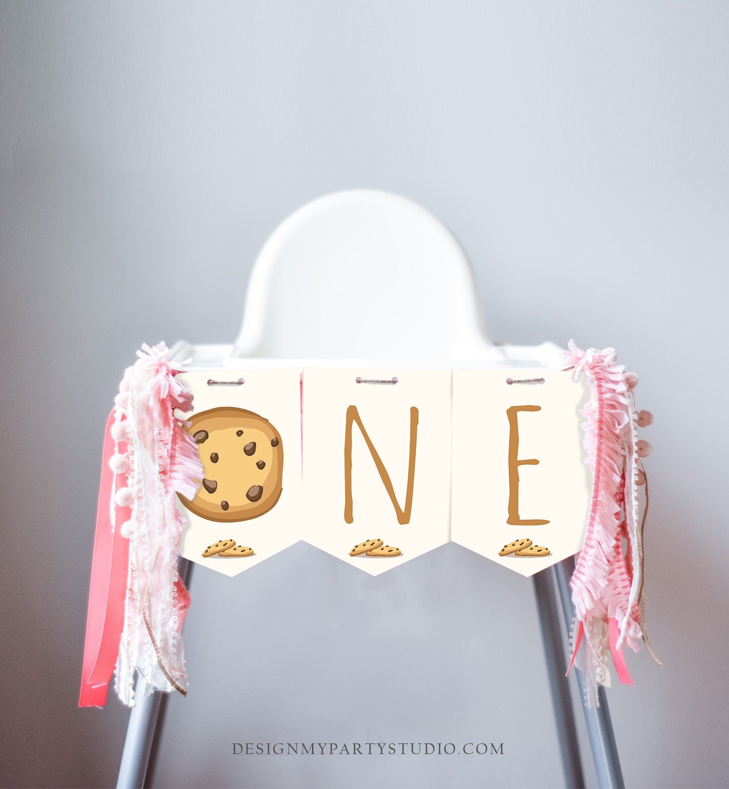 Cookies High Chair Banner Cookies 1st First Birthday Party Boy High Chair ONE Party Decor Milk and Cookies Digital Download Printable 0088