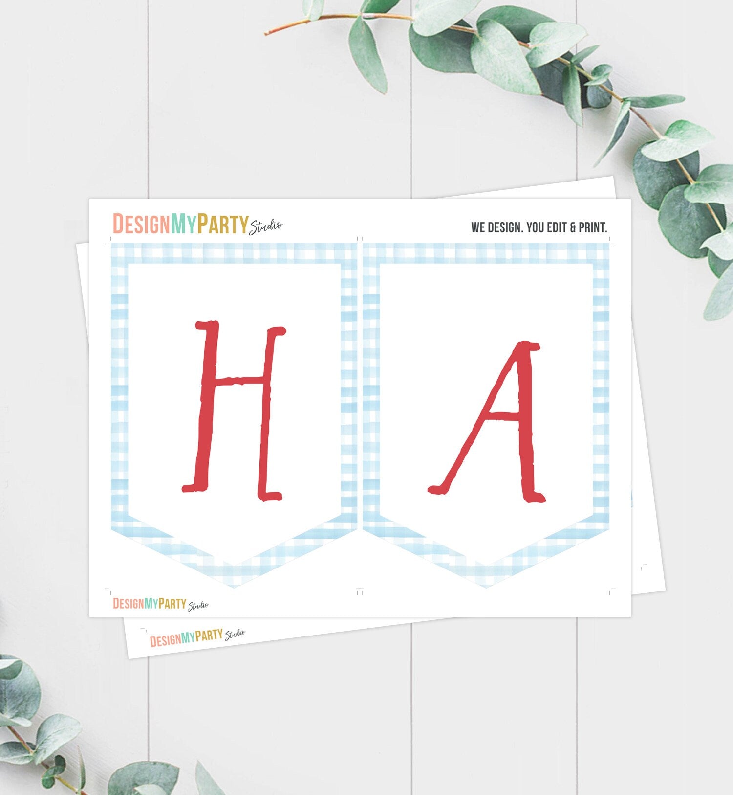 Happy Birthday Banner Farm Birthday Banner Farm Animals Boy Barnyard Birthday Decorations Blue Gingham Digital Download Printable 0155