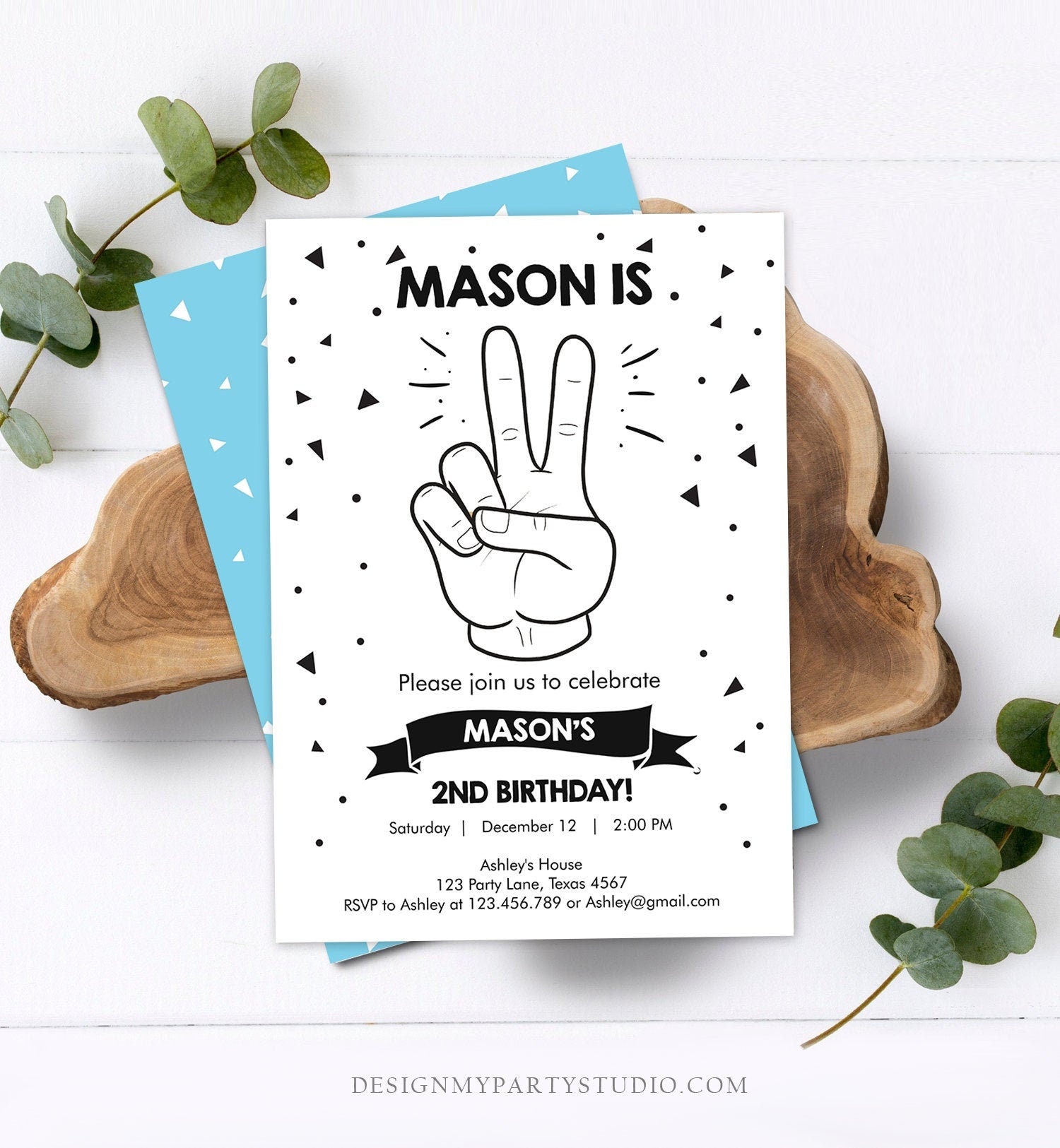 Editable Two Cool Birthday Invitation Boy Second Birthday Party 2nd I'm this Many I'm Two Cool Peace Hip Hop Digital Template Printable 0136