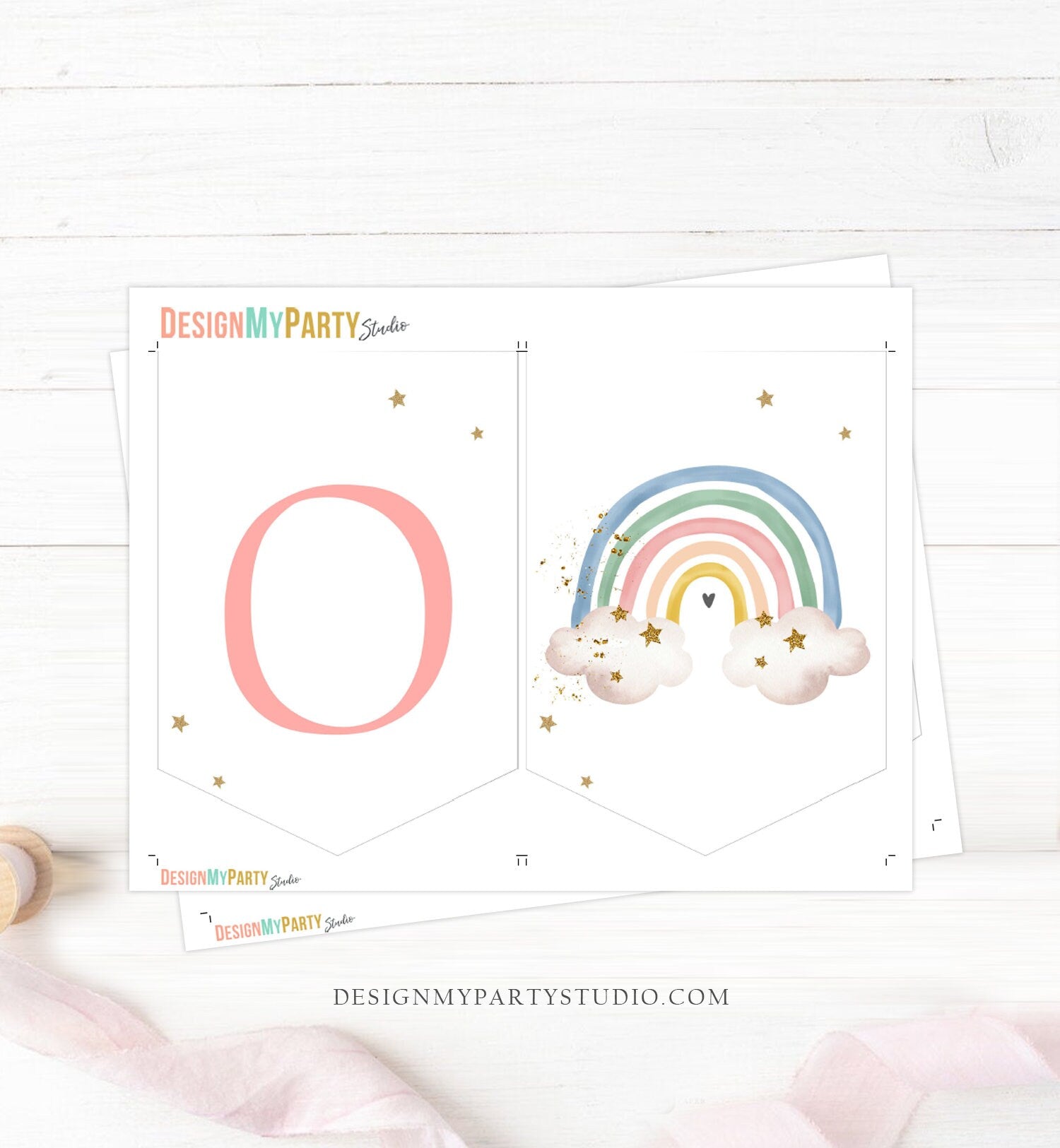 Rainbow High Chair Banner Rainbow 1st First Birthday Girl Boy High Chair ONE Banner Party Decor Boho Pastel PRINTABLE Digital 0387
