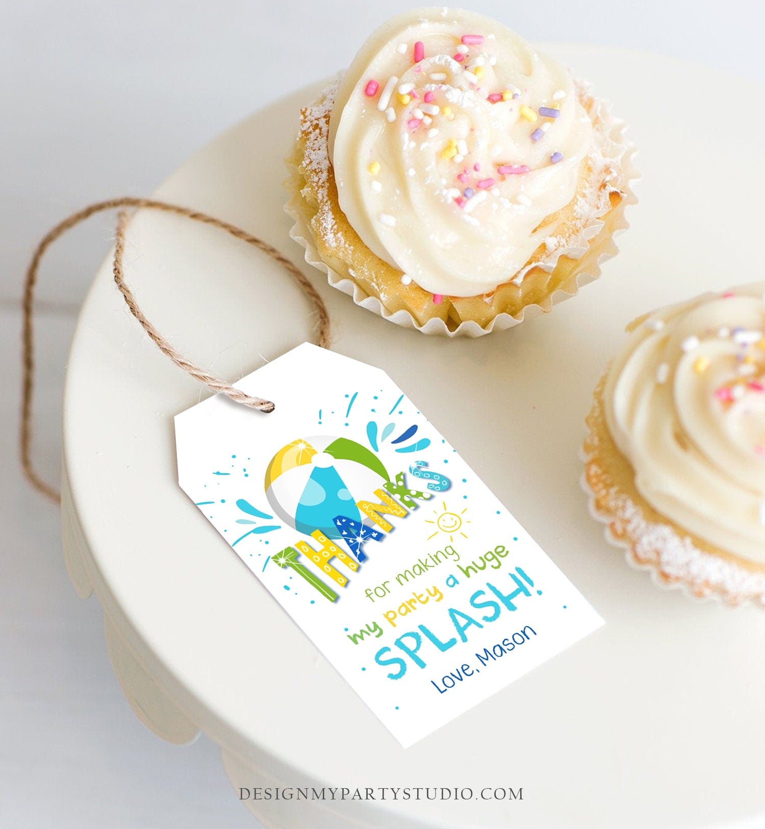 Editable Pool Party Favor Tag Splish Splash Birthday Bash Thank You Tag Boy Summer Beach Goodie Bag Download Digital Template Printable 0169