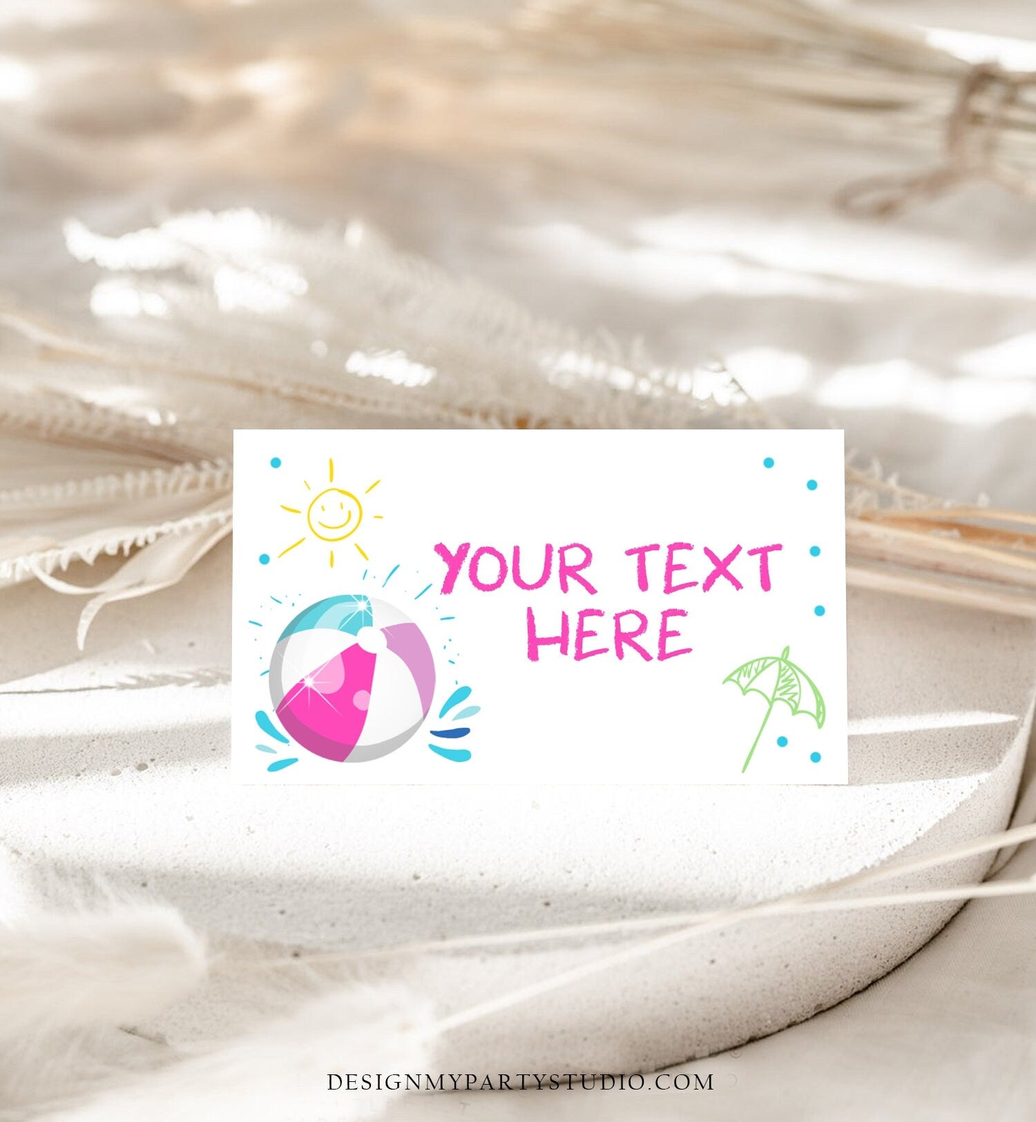 Editable Food Label Pool Party Splish Splash Boy Birthday Bash Food Labels Place Card Tent Card Escort Card Beach Template Printable 0169