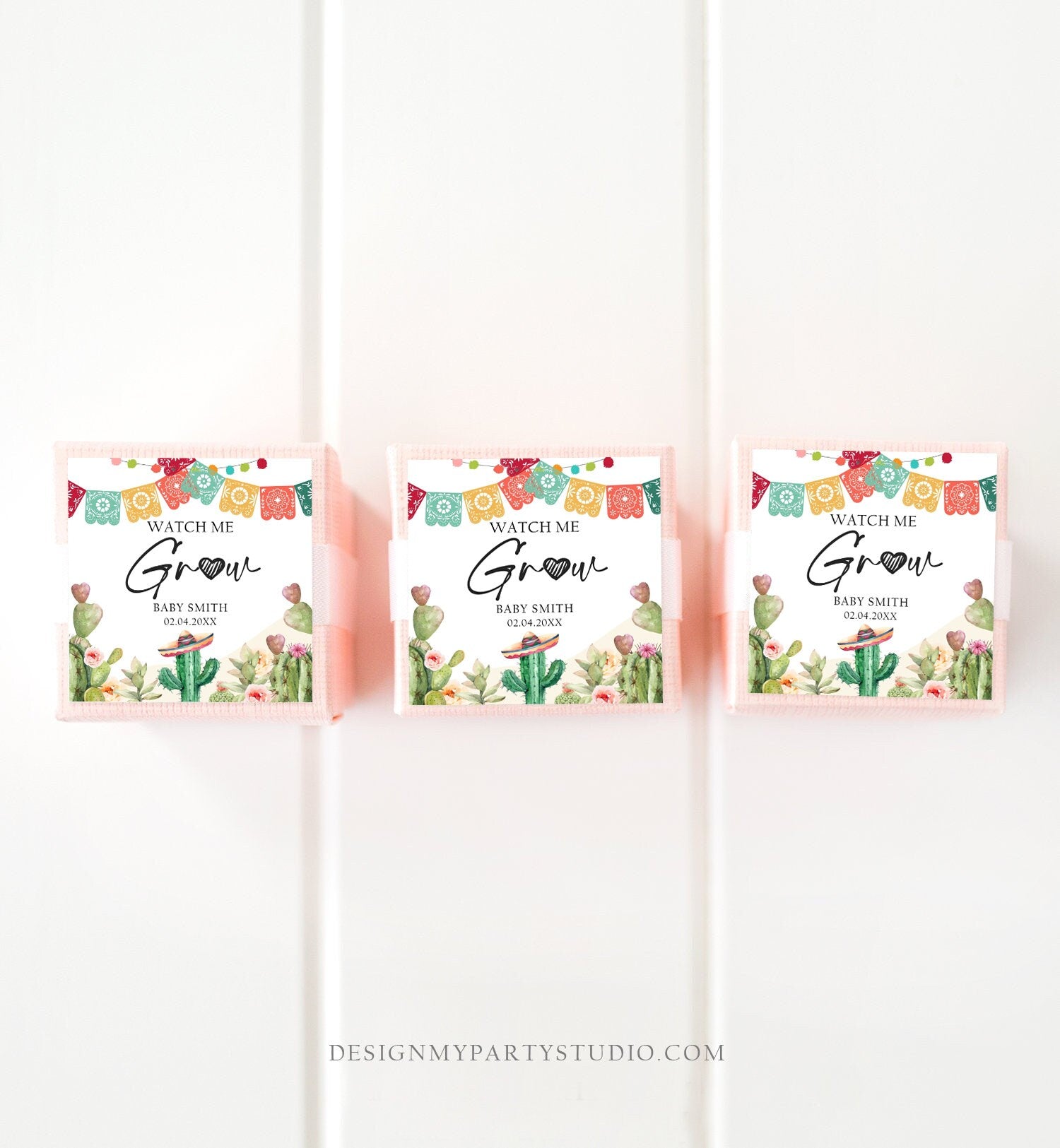 Editable Watch Me Grow Tags Fiesta Cactus Favor Tags Baby Shower Bridal Succulent Taco Bout Love Watercolor Digital Template Printable 0404