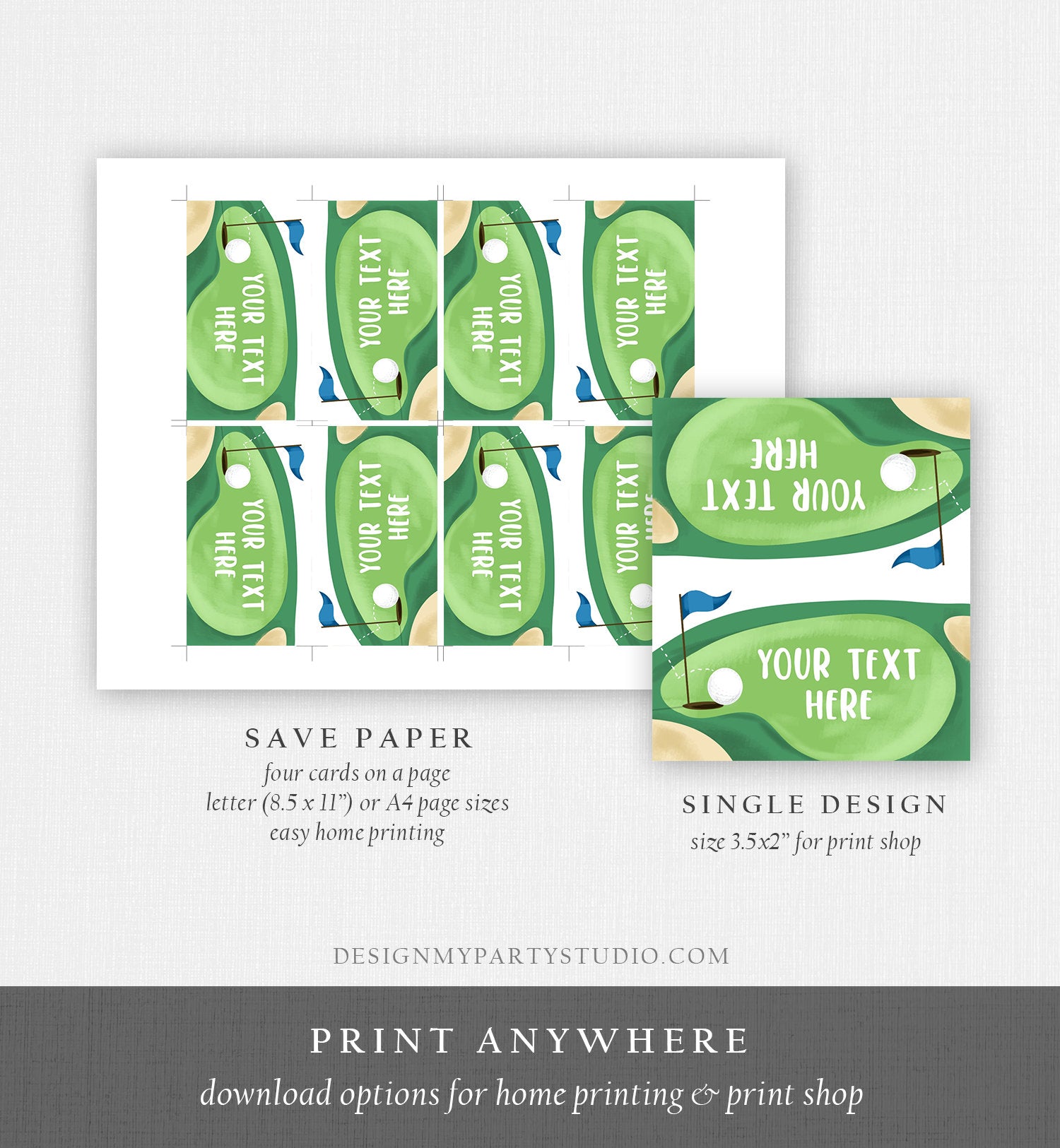 Editable Golf Birthday Food Tent Cards Golf Labels Golf Party Place Cards Boy 1st Birthday Hole in One Sports Printable Template Corjl 0405