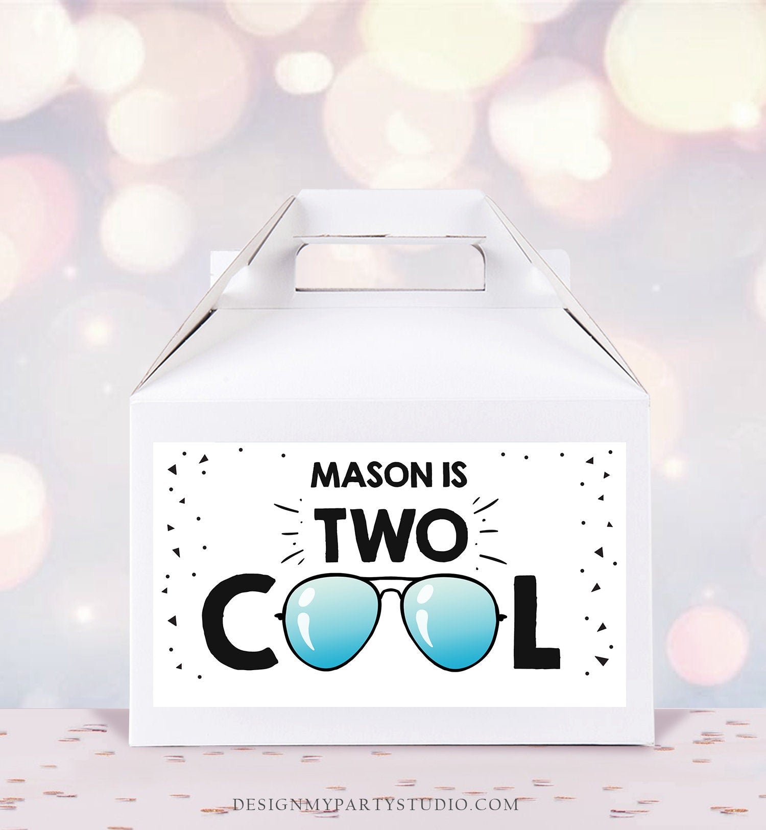 Editable Two Cool Birthday Favor Box I'm This Many 2nd Birthday Gift Box Labels Boy Second Birthday Download Printable Digital Corjl 0136