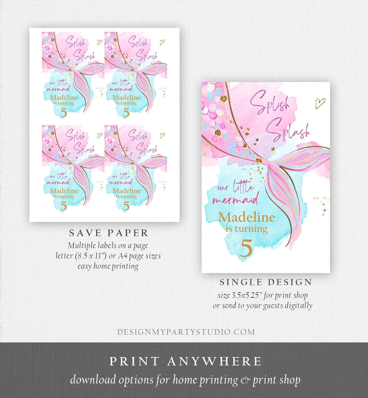 Editable Mermaid Juice Pouch Label Juice Favors Mermaid Birthday Party Girl Pink Blue Teal Under The Sea Digital Template Printable 0403