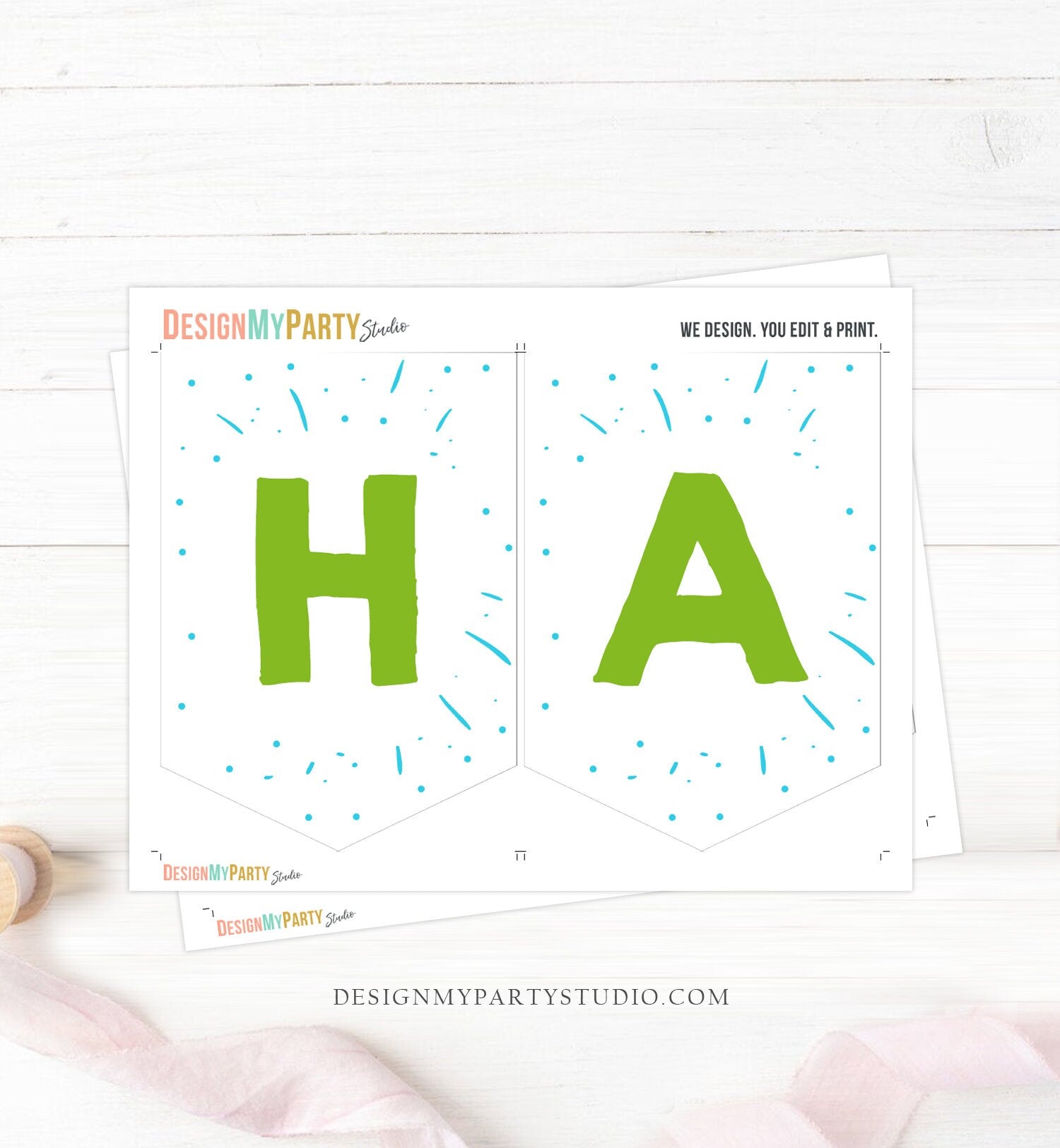 Happy Birthday Banner Pool Party Birthday Banner Splish Splash Birthday Bash Boy Decor Blue Green Beach Ball Digital Download Printable 0169