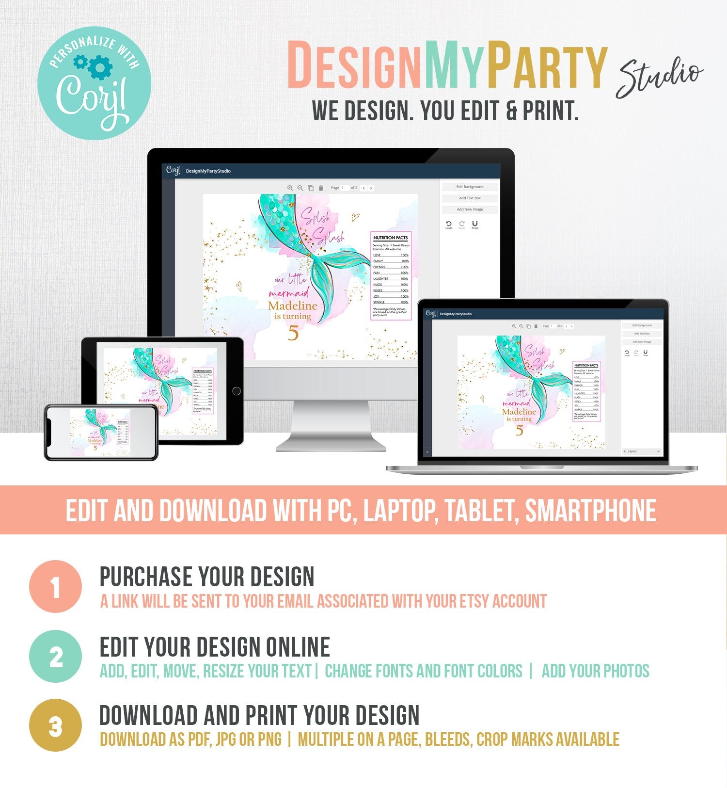 Editable Mermaid Chip Bag Mermaid Birthday Party Decor Girl Pink Purple Gold Under The Sea Snack Favors Digital Template Printable 0403