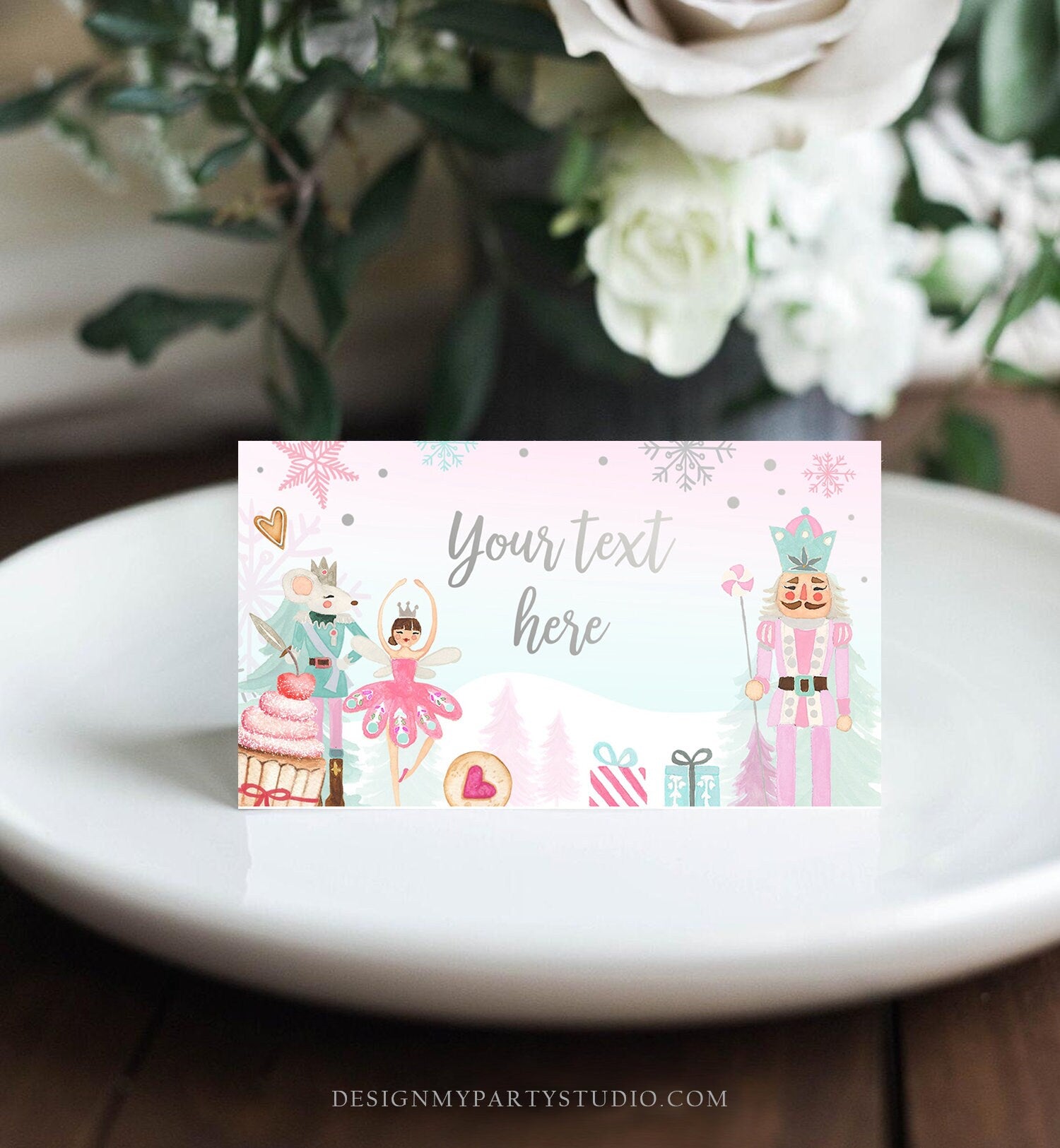 Editable Nutcracker Birthday Food Tent Cards Nutcracker Labels Girl Winter Party Place Cards Land of Sweets Digital Template Printable 0352