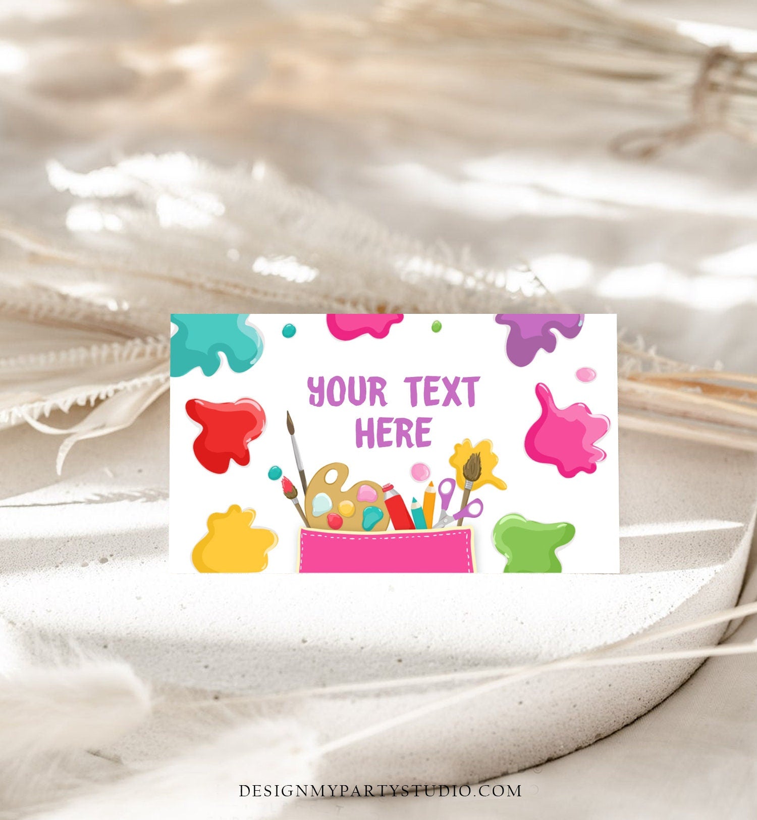 Editable Art Birthday Food Tent Cards Art Party Labels Painting Party Place Cards Girl Birthday Craft Party Printable Template Corjl 0319