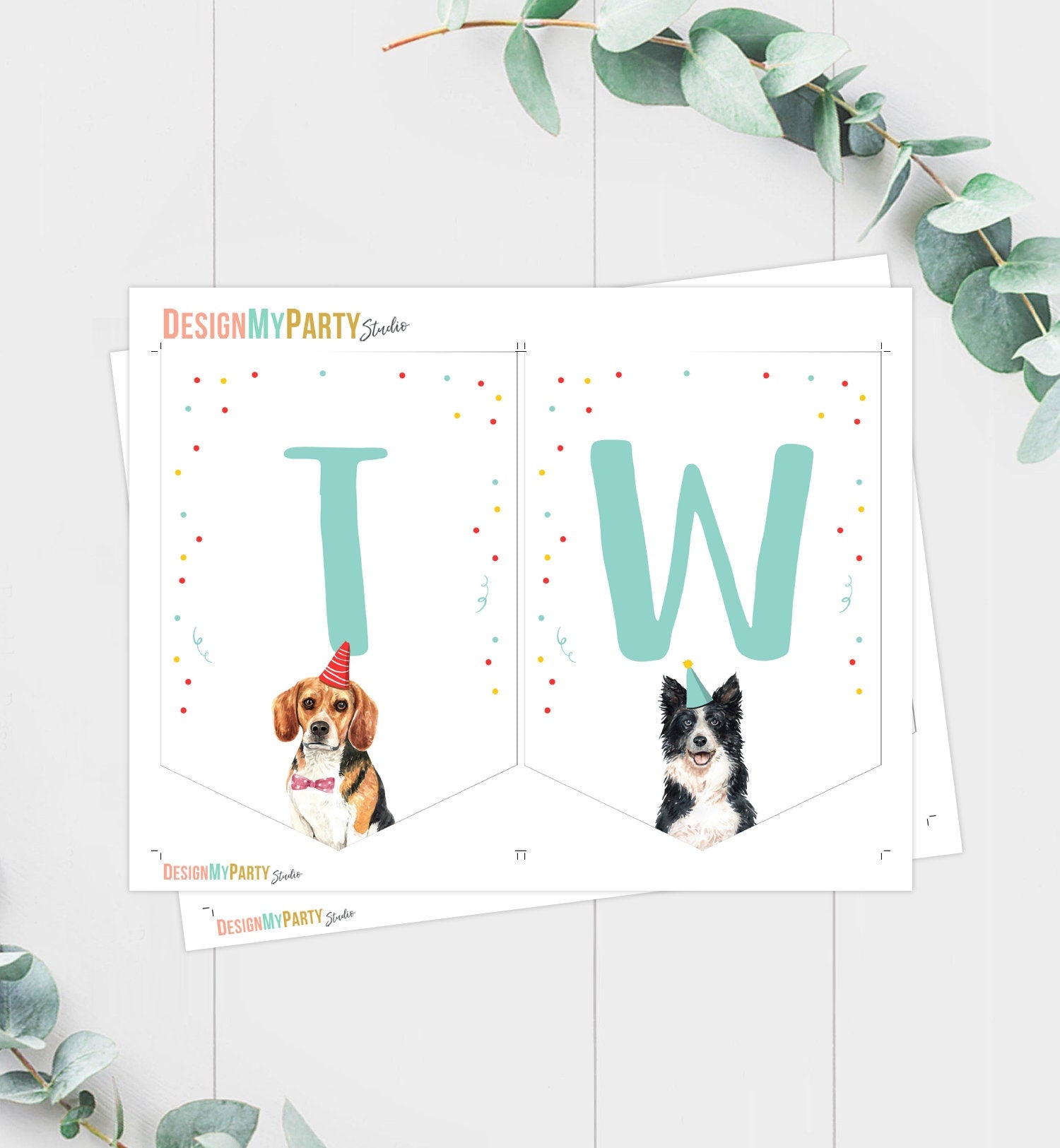 Puppy 2nd Birthday High Chair Banner Dog Birthday Party Puppy Birthday Boy TWO Banner Puppy Party Decor Dog Download PRINTABLE Digital 0384