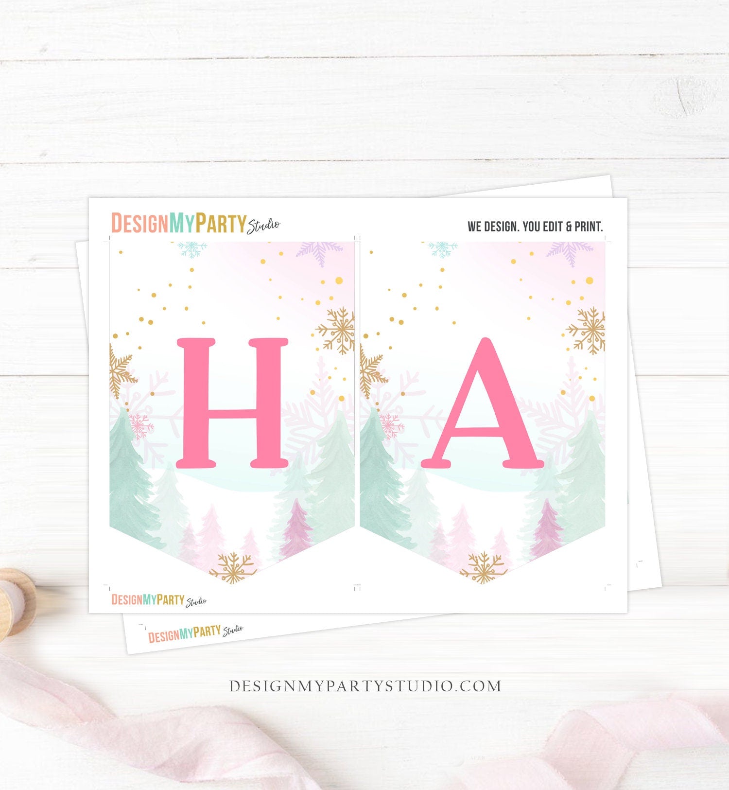 Happy Birthday Banner Nutcracker Birthday Girl Land of Sweet Nutcracker Decorations Magical Winter Fairy Digital Download Printable 0352