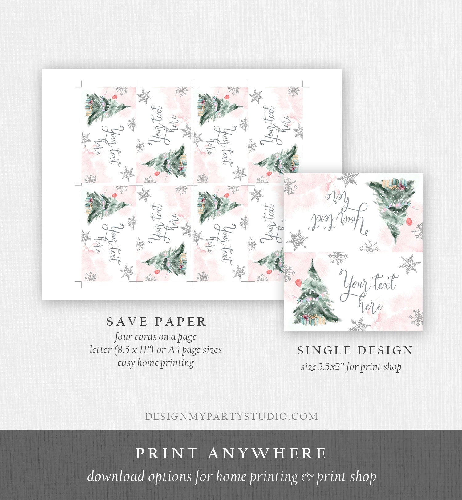 Editable Winter Onederland Birthday Food Tent Cards Winter Tree Labels Girl Christmas Party Place Cards Snow Digital Template Printable 0363