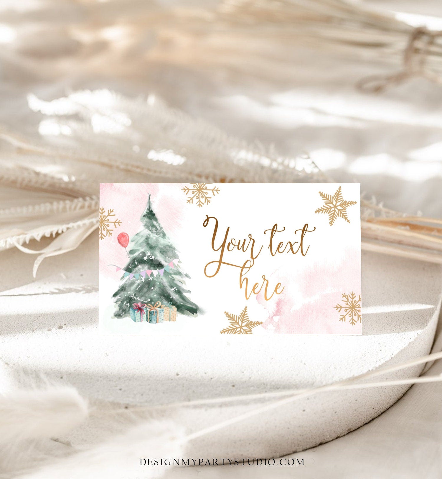 Editable Winter Onederland Birthday Food Tent Cards Winter Tree Labels Girl Christmas Party Place Cards Snow Digital Template Printable 0363