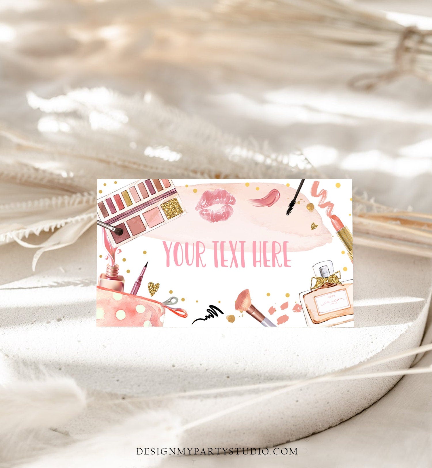 Editable Spa Party Food Label Glitters and Glamour Birthday Food Tent Girl Buffet Label Tent Makeup Fashion Digital Template Printable 0420