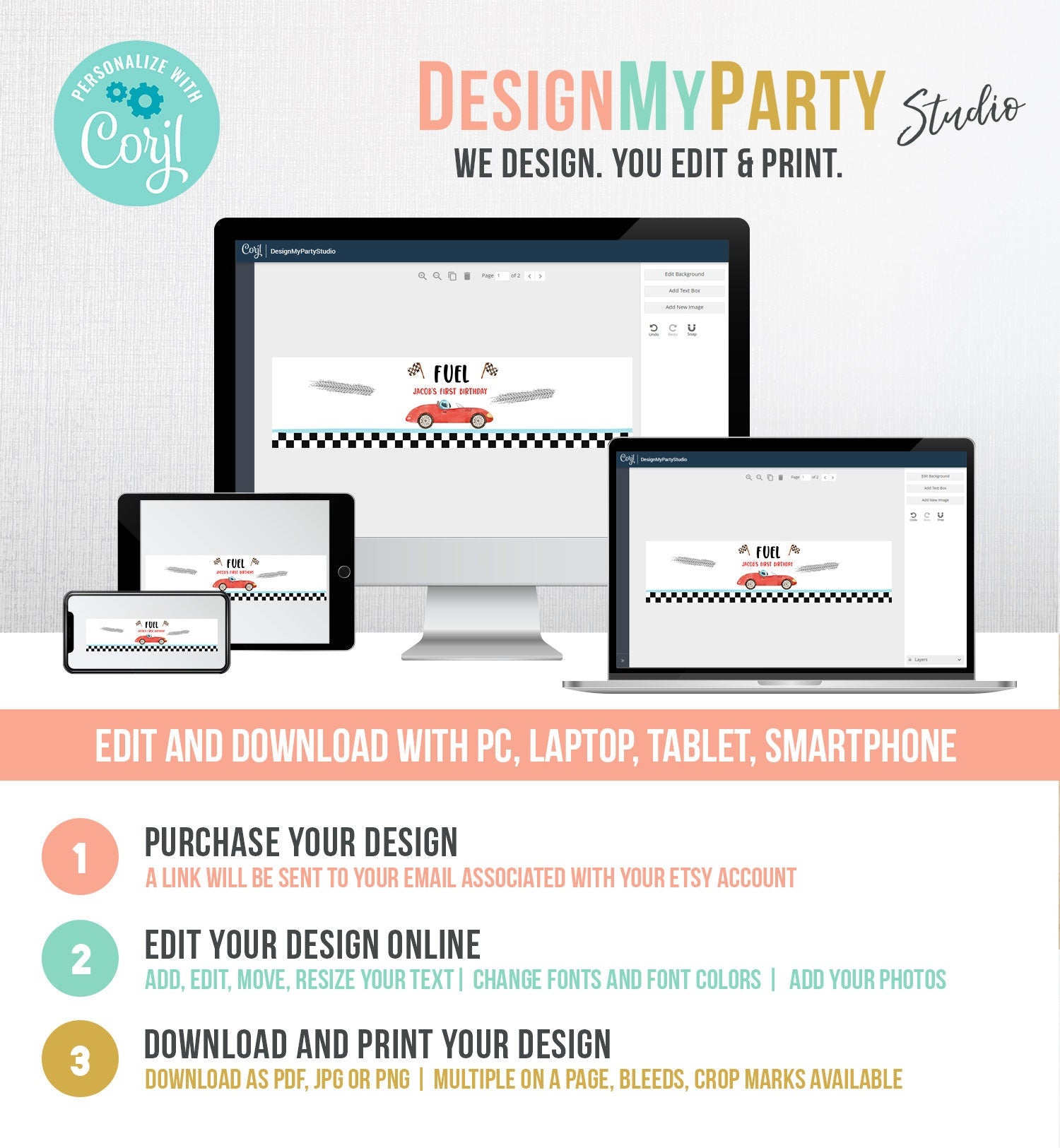 Editable Race Car Water Bottle Labels Race Car Birthday Party Fuel Racing Birthday Boy 2nd Two Download Printable Template Corjl 0424