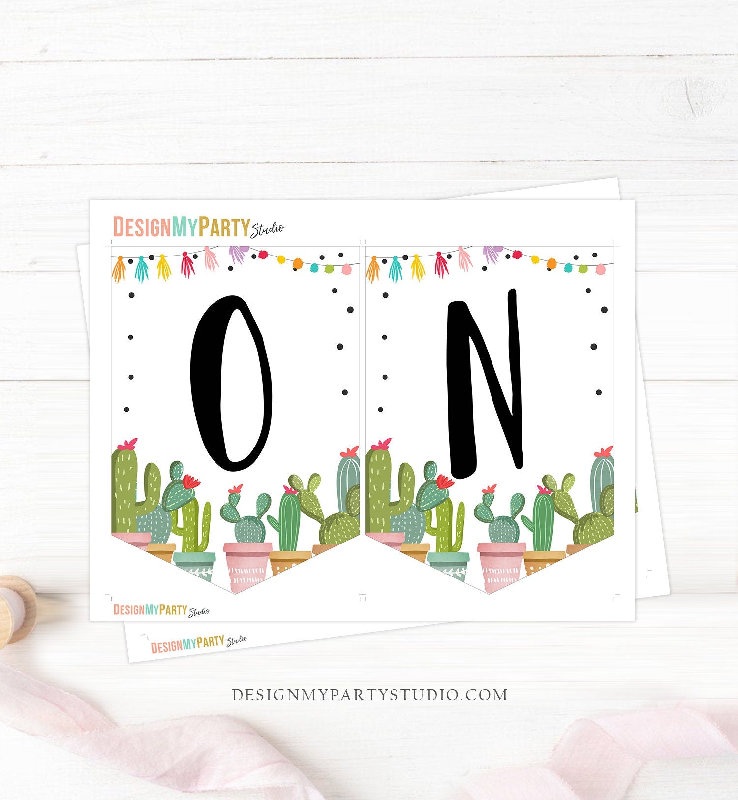 Cactus High Chair Banner Girl Boy 1st First Birthday Mexican Fiesta Birthday Party Decor Garland BuntingDigital Download Printable 0254