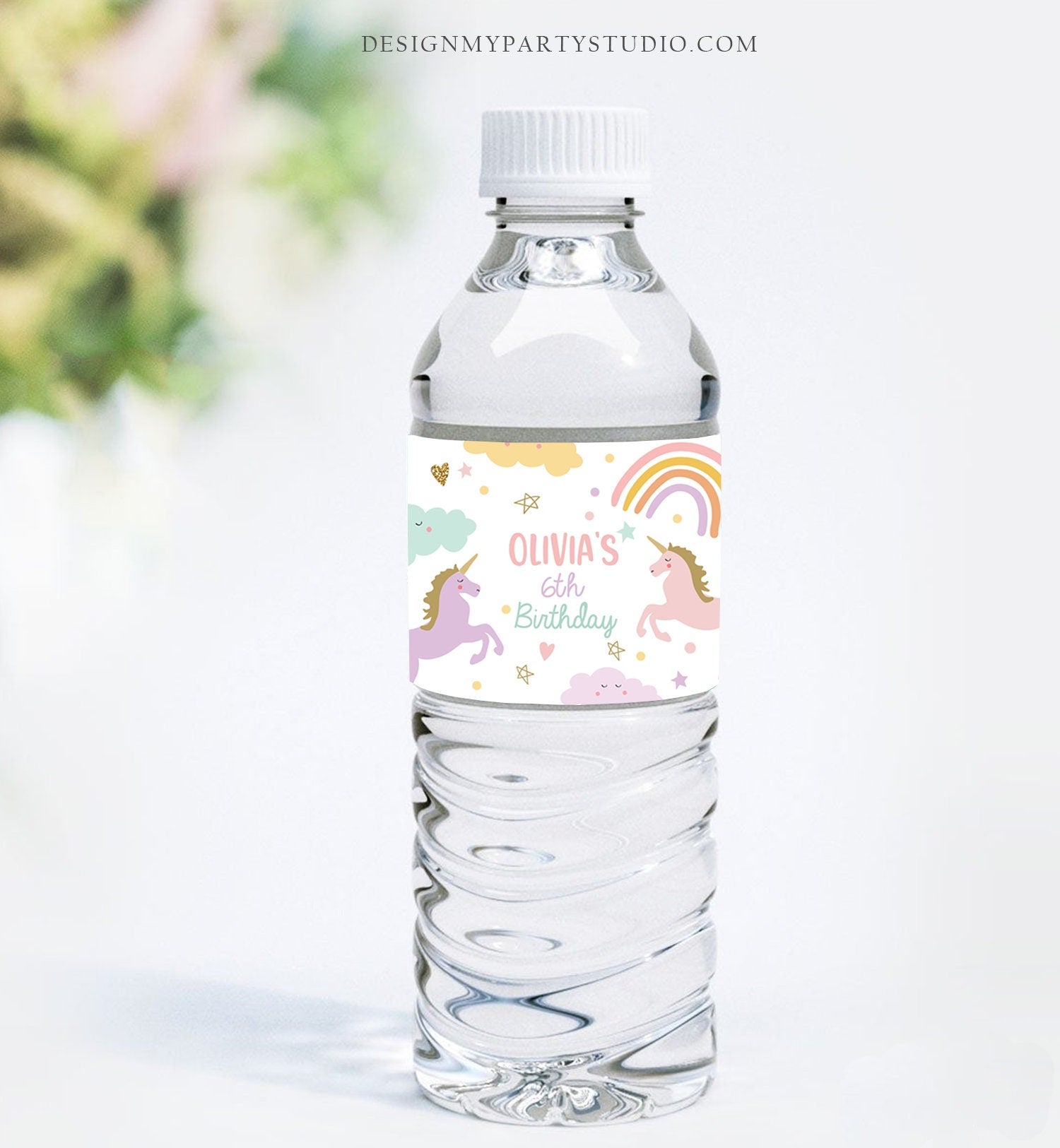Editable Unicorn Water Bottle Labels Unicorn Birthday Girl Magical Unicorn Party Decor Rainbow Printable Bottle Labels Template Corjl 0426