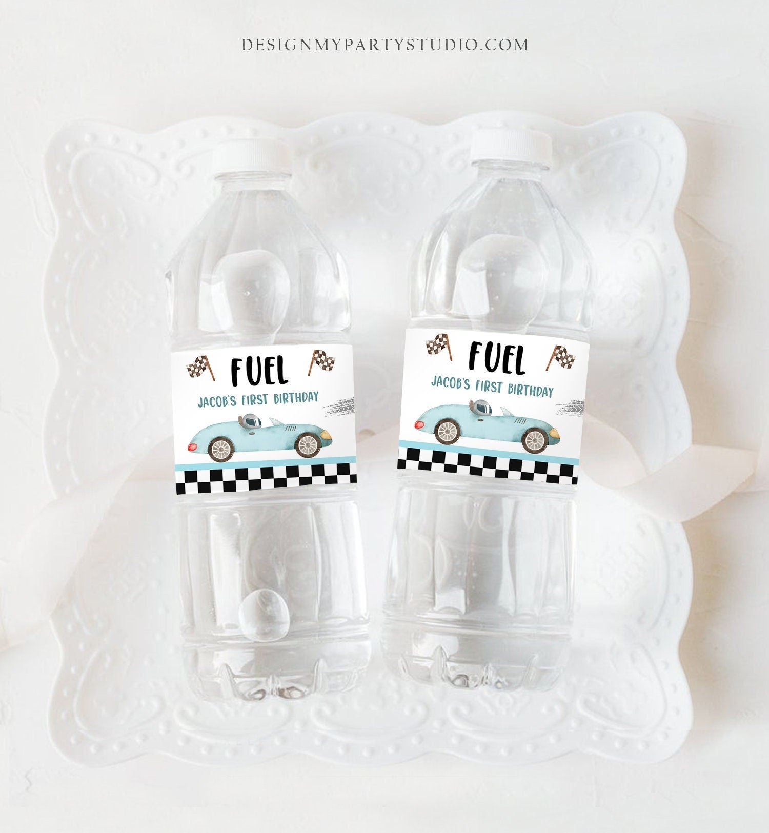 Editable Race Car Water Bottle Labels Race Car Birthday Party Fuel Racing Birthday Boy 2nd Track Download Printable Template Corjl 0424