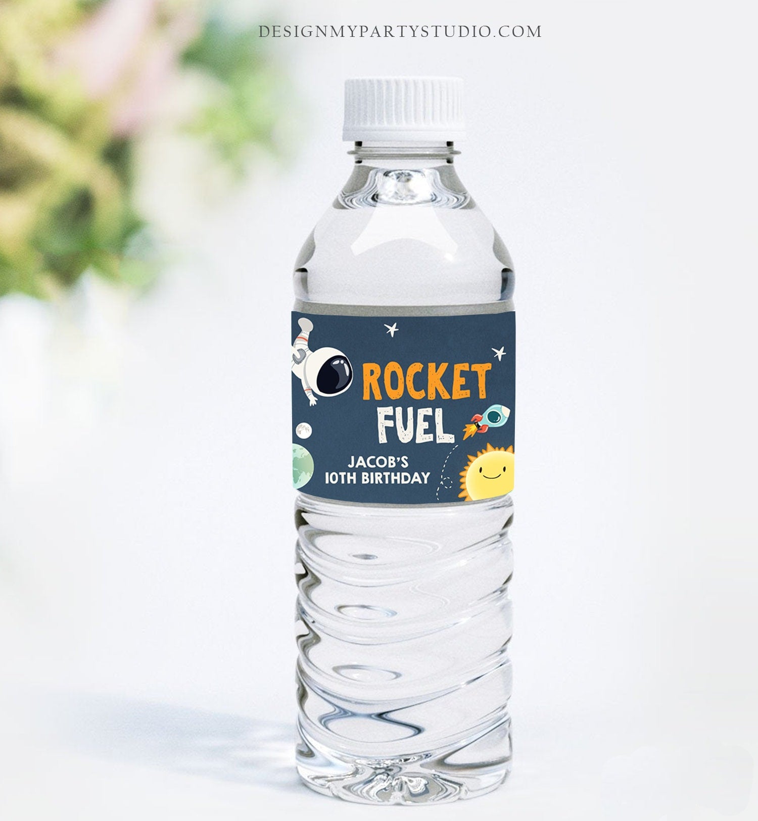 Editable Space Astronaut Water Bottle Label Rocket Fuel Labels Boy Outer Space Birthday Astronaut Galaxy Digital Template Printable 0046