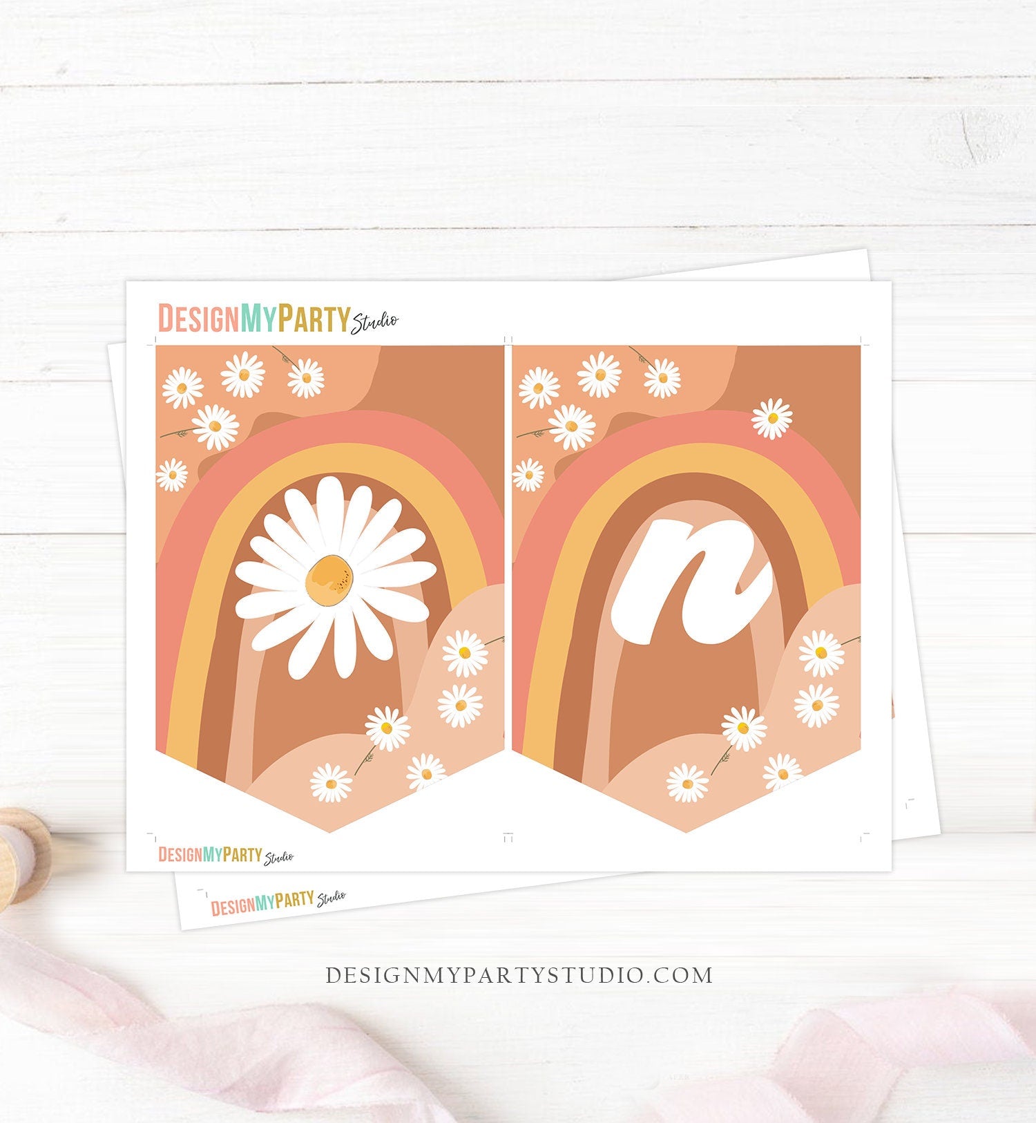 Retro Daisy High Chair Banner Groovy One Birthday Party 1st First Birthday Festival Hippie 70s ONE Floral Boho Decor Digital Printable 0428