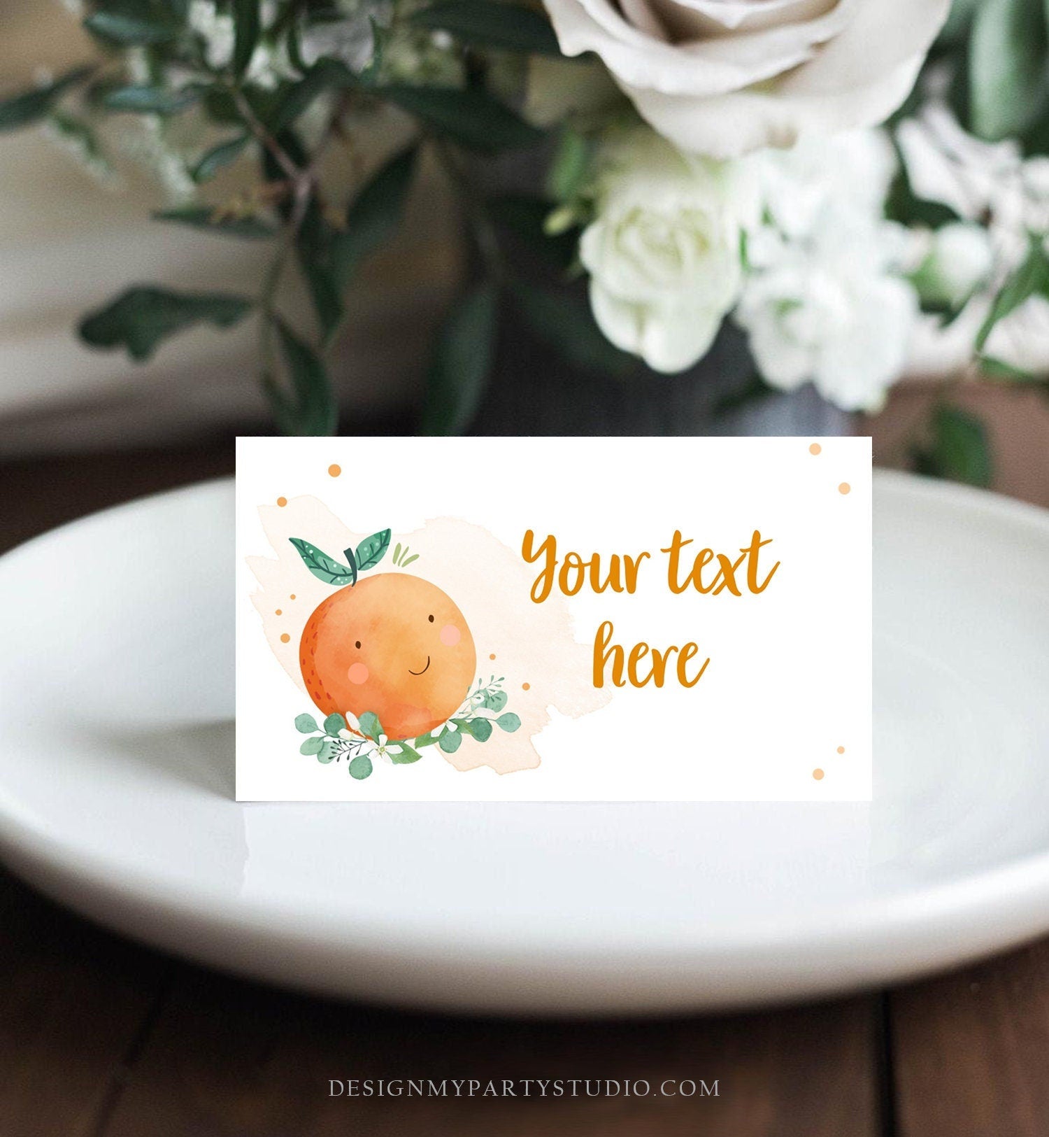 Editable Little Cutie Food Label Cutie Place Card Tent Folded Cutie Baby Shower Decor Clementine Orange Digital Template Printable 0430