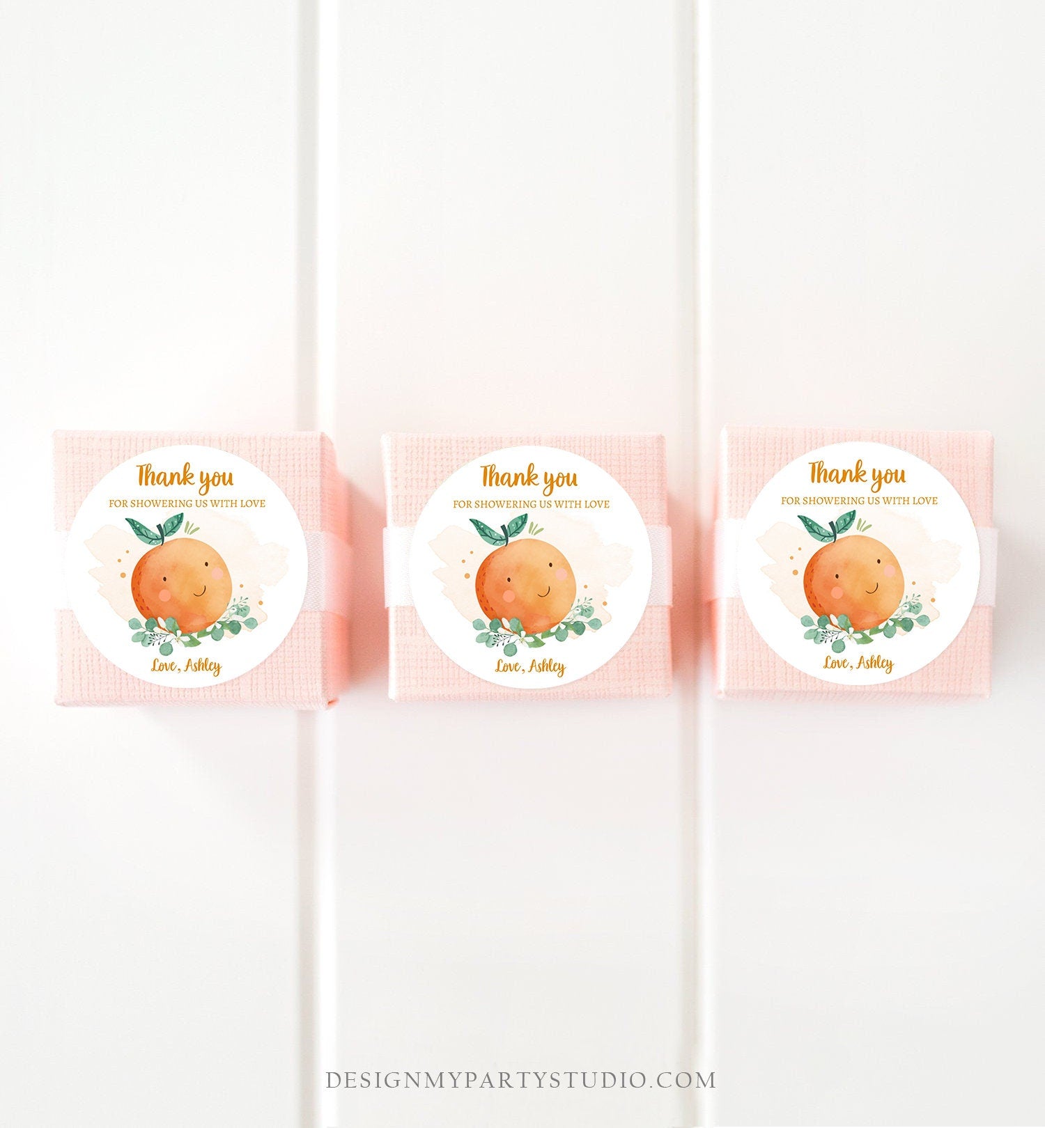 Editable A Little Cutie is on The Way Favor Tag Orange Clementine Baby Shower Cutie Gift Neutral Square Round Template Corjl Printable 0430