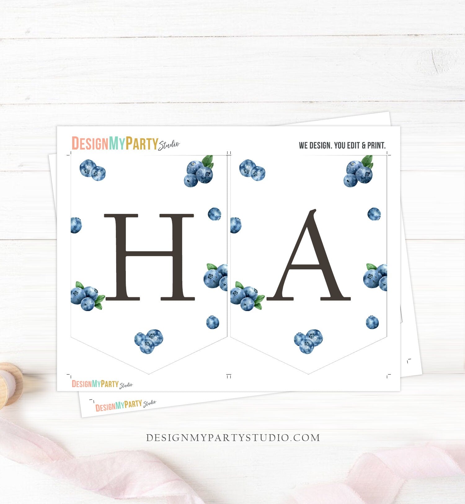 Happy Birthday Banner Blueberry Blueberries Banner Berry First Birthday Girl Boy Decor Berry Sweet 1st Download PRINTABLE DIGITAL DIY 0399