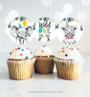 Party Animals Cupcake Toppers Favor Tags Birthday Party Decoration Safari Animals Zoo 1st Birthday Wild One Download Digital PRINTABLE 0322