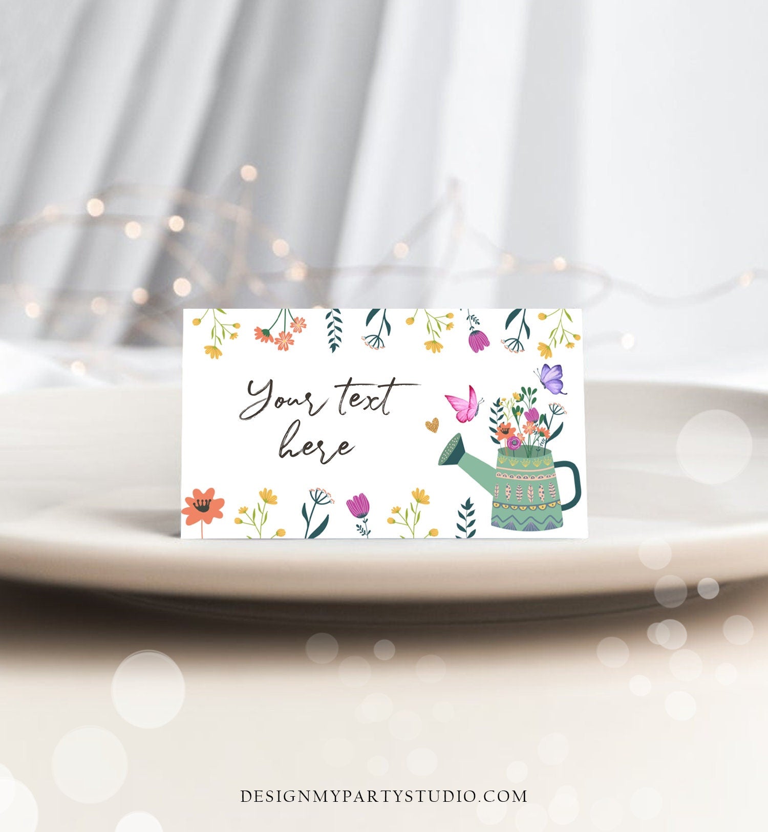 Editable Wildflower Food Label Birthday Tent Card Wildflower Garden Party Floral Place Insert Girl Digital Download Template Printable 0396