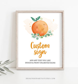 Editable Custom Sign Little Cutie Baby Shower Decor Gender Neutral Clementine Orange Sign Rustic Corjl Editable Template PRINTABLE 0430