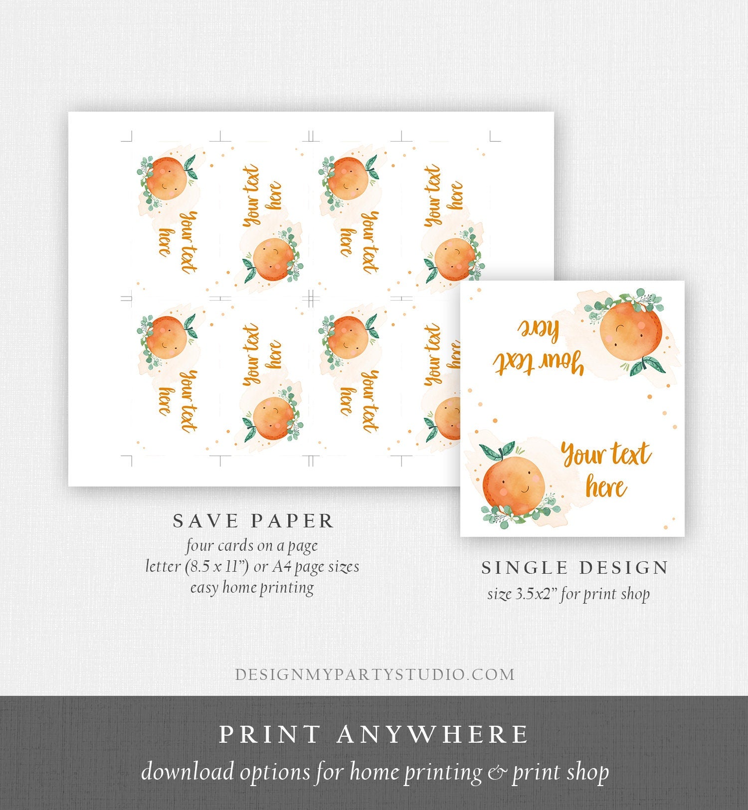 Editable Little Cutie Food Label Cutie Place Card Tent Folded Cutie Baby Shower Decor Clementine Orange Digital Template Printable 0430