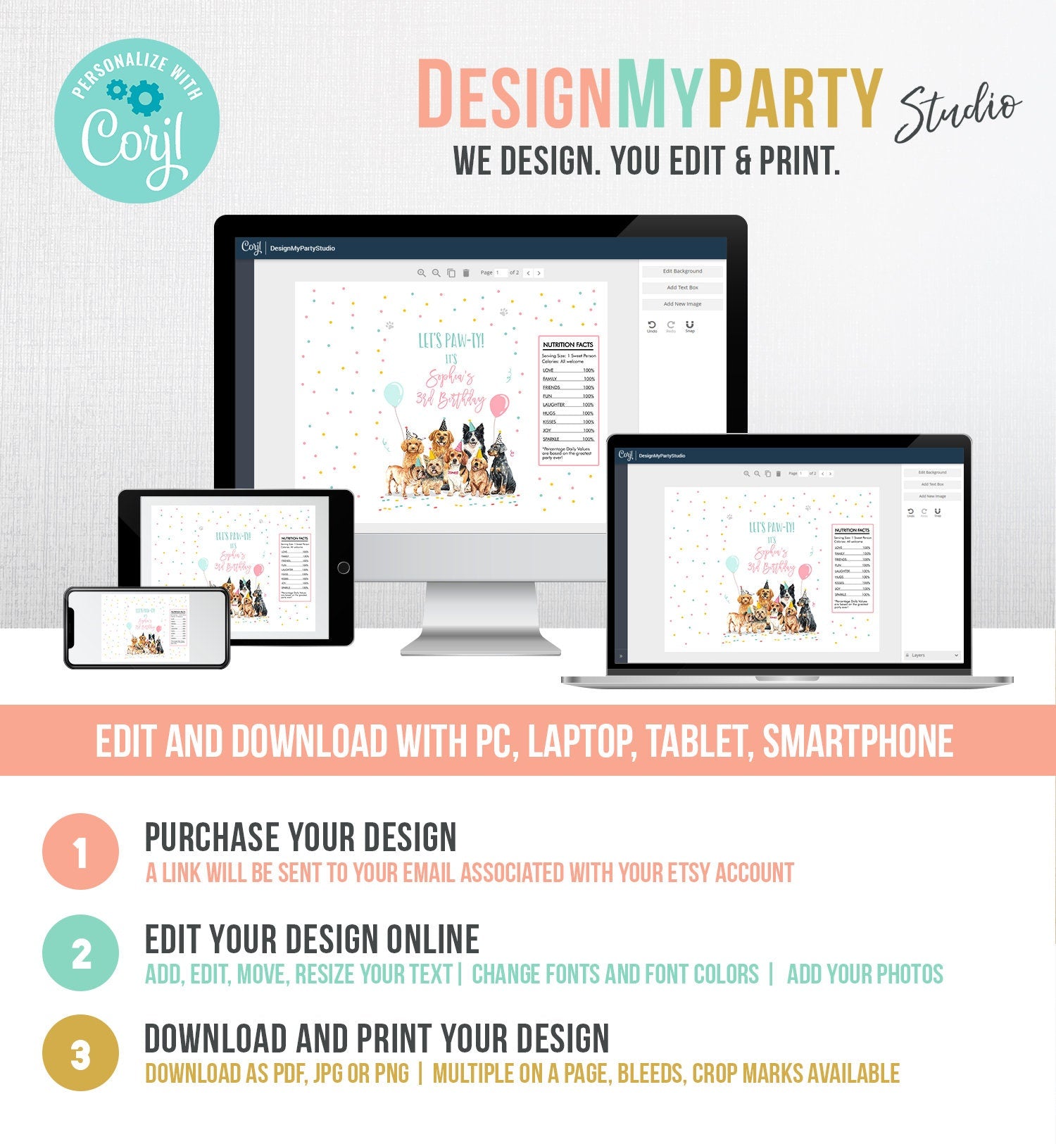 Editable Dog Chip Bag Puppy Party Decor Pawty Birthday Party Snack Favors Party Animals Pet Doggy Printable Digital Download Template 0384